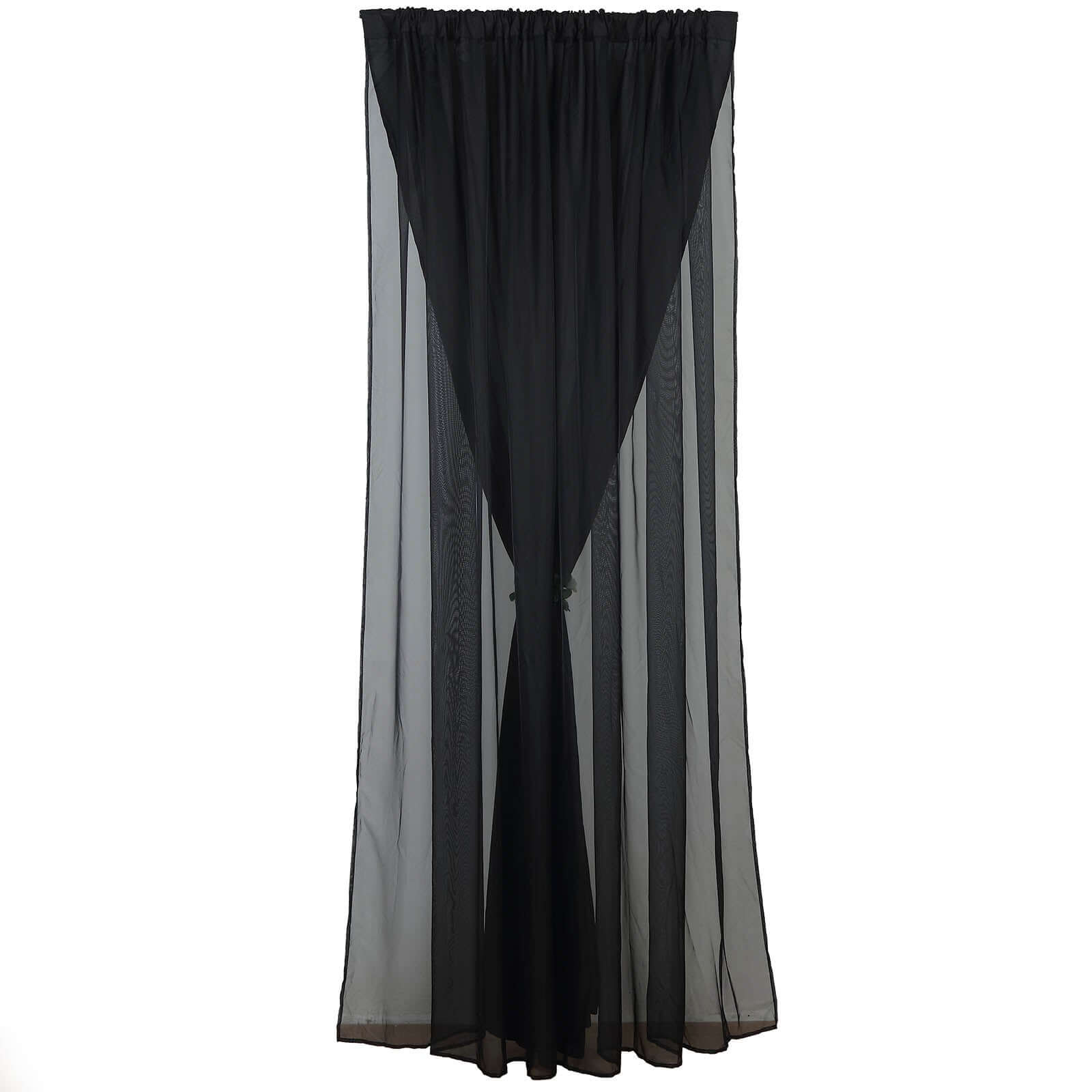 Black Chiffon Polyester Event Curtain Drapes, Dual Layer Divider Backdrop Curtain Panels with Rod Pockets - 10ftx10ft