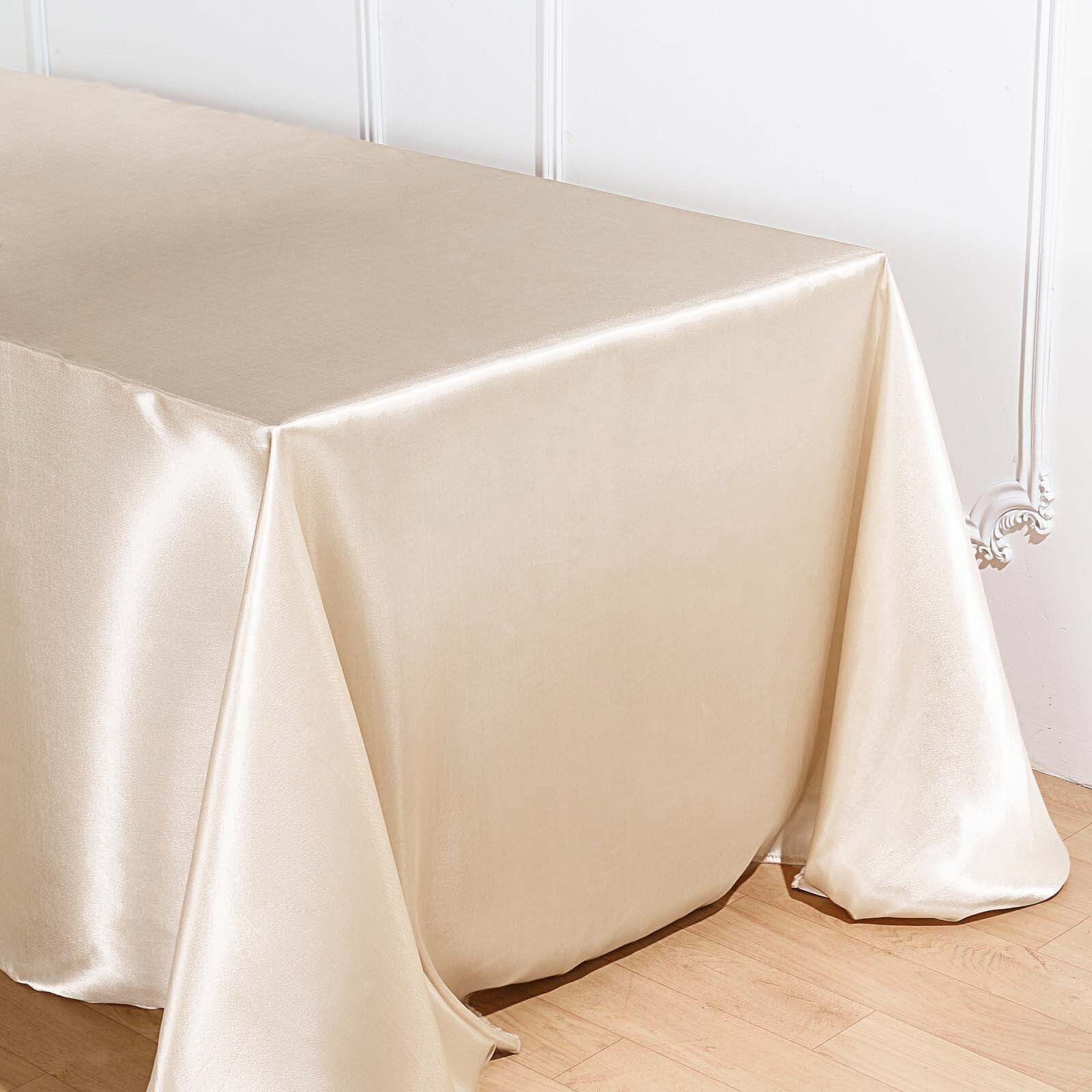 Satin Rectangular 90x156 Tablecloth Beige - Seamless Table Cover