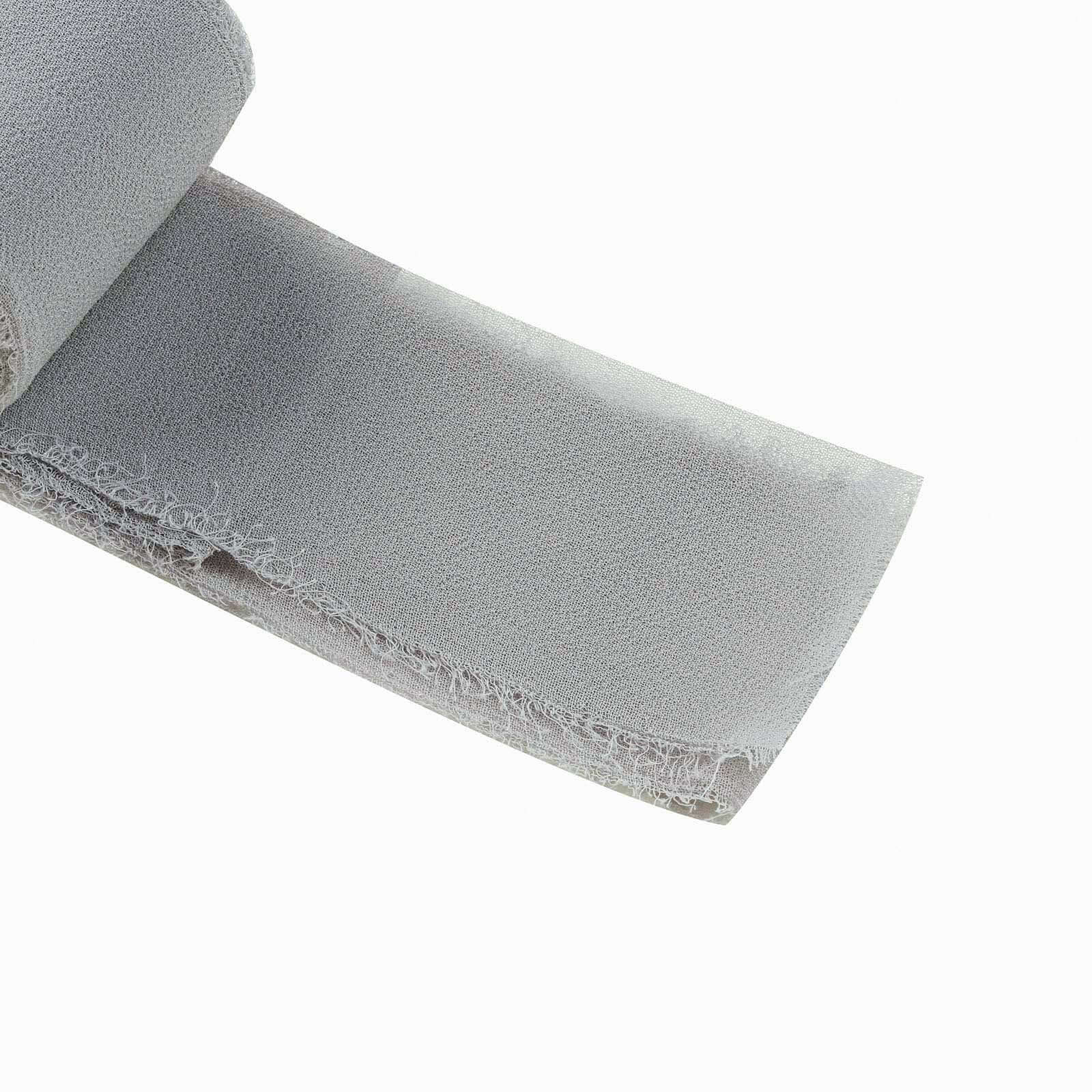 2 Pack 6yd Silver Silk-Like Chiffon Linen Ribbon Roll For Bouquets, Wedding Invitations Gift Wrapping