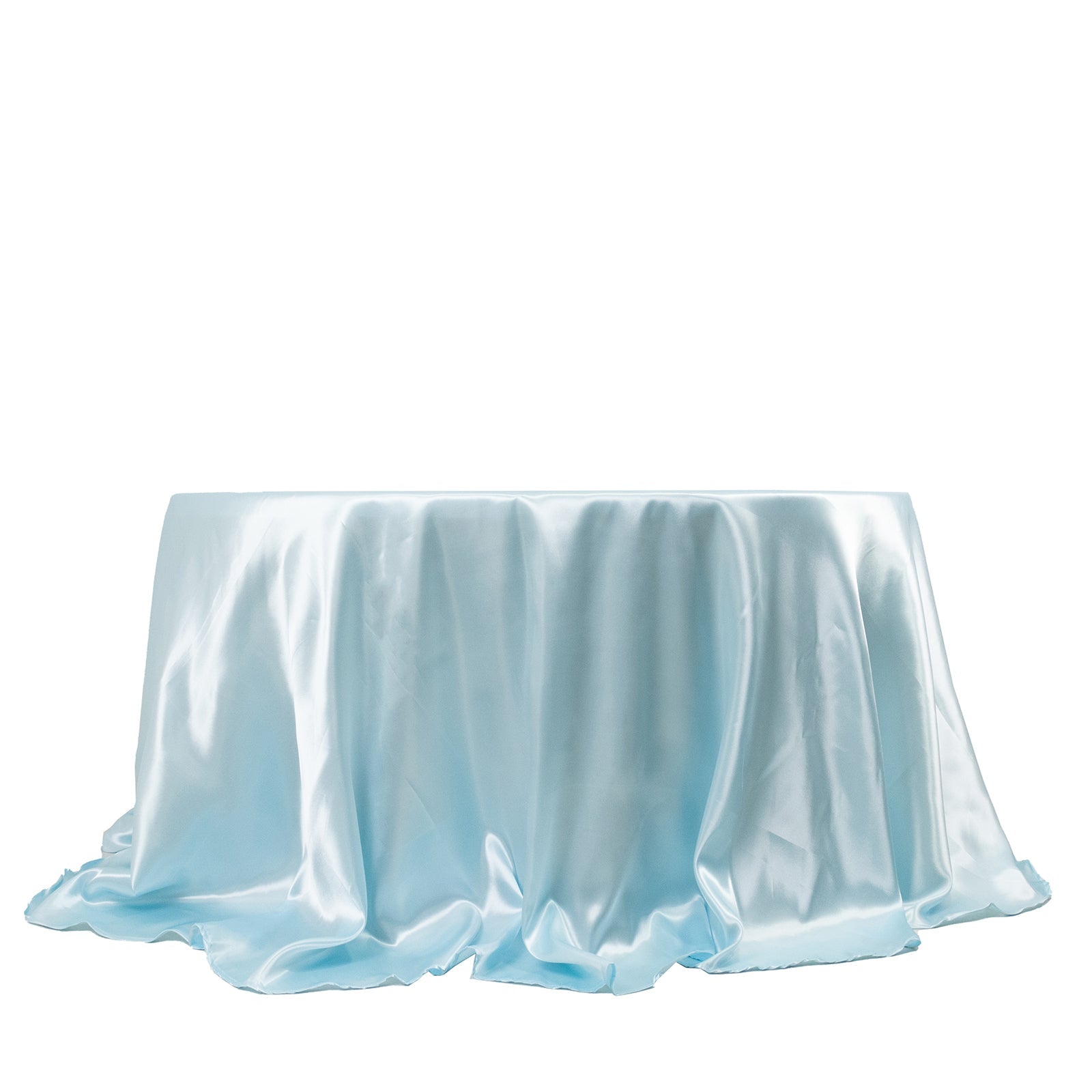 Satin 132 Round Tablecloth Light Blue - Stylish Seamless Table Cover