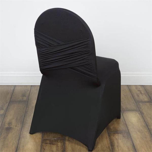 Spandex Chair Cover Madrid Style for Banquet Chairs Black - Stylish Stretch 180GSM Fitted Slipcover