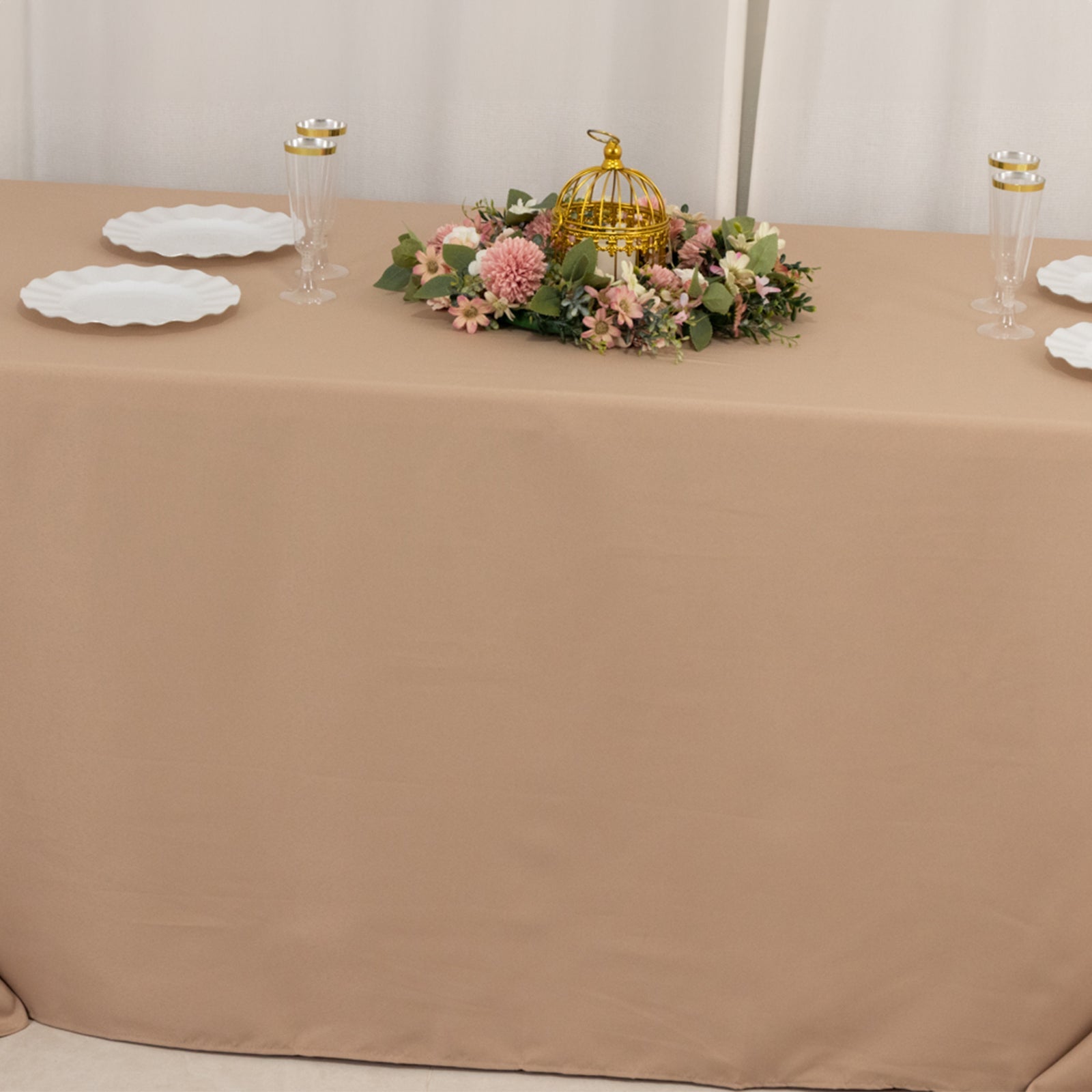 Premium Polyester 90x132 Rectangle Tablecloth Nude - Seamless 220GSM Stain-Resistant Table Cover