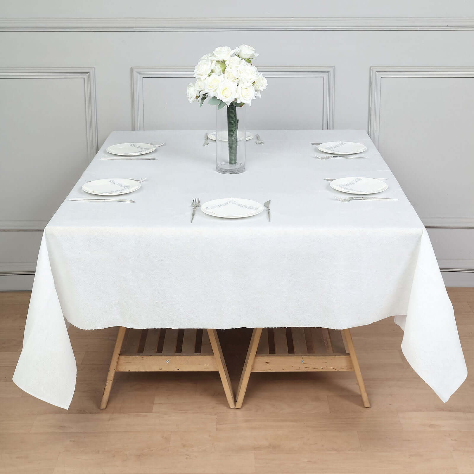 Paper Airlaid Tablecloth Square White - Disposable Linen-Feel Table Cover 70x70