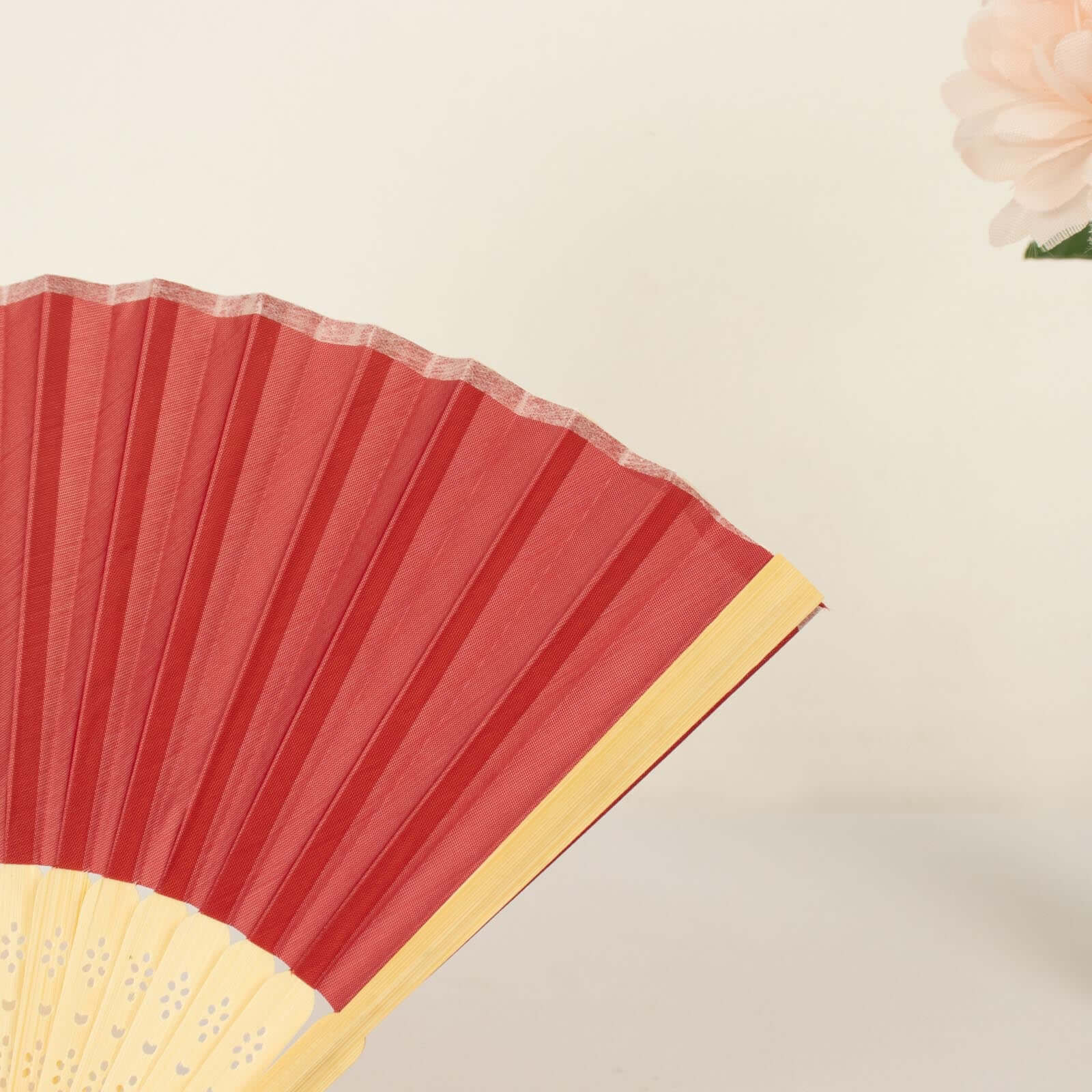 5 Pack Red Asian Silk Folding Fans Party Favors, Oriental Folding Fan Favors