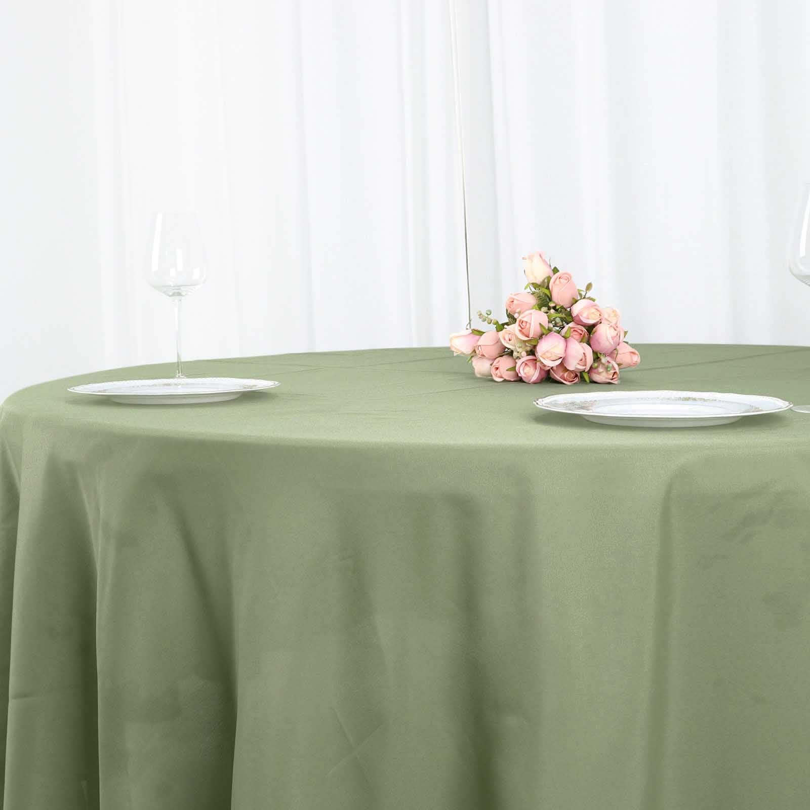 Polyester 108 Round Tablecloth Dusty Sage Green - Wrinkle-Resistant Table Cover