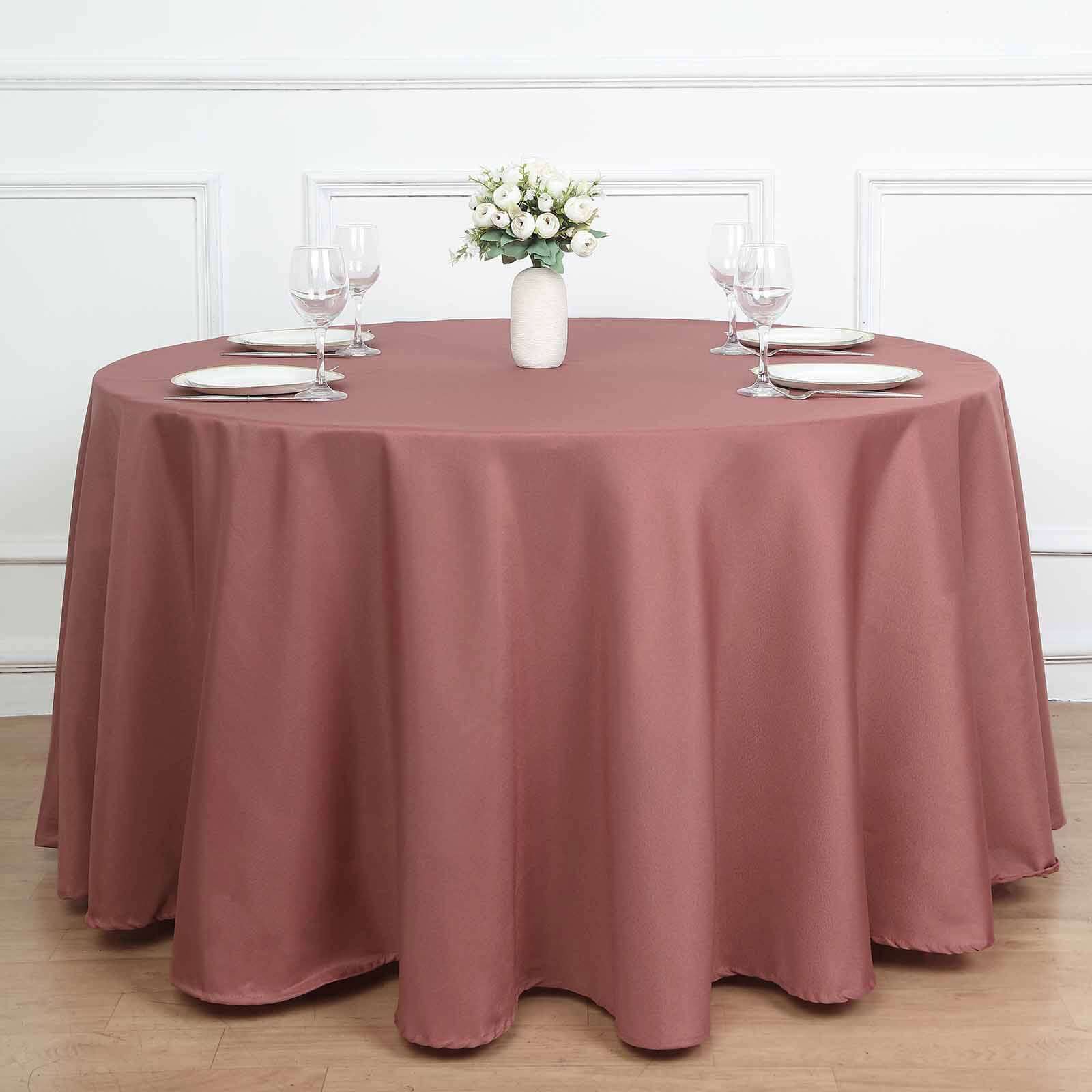 Polyester 108 Round Tablecloth Cinnamon Rose - Wrinkle-Resistant Table Cover