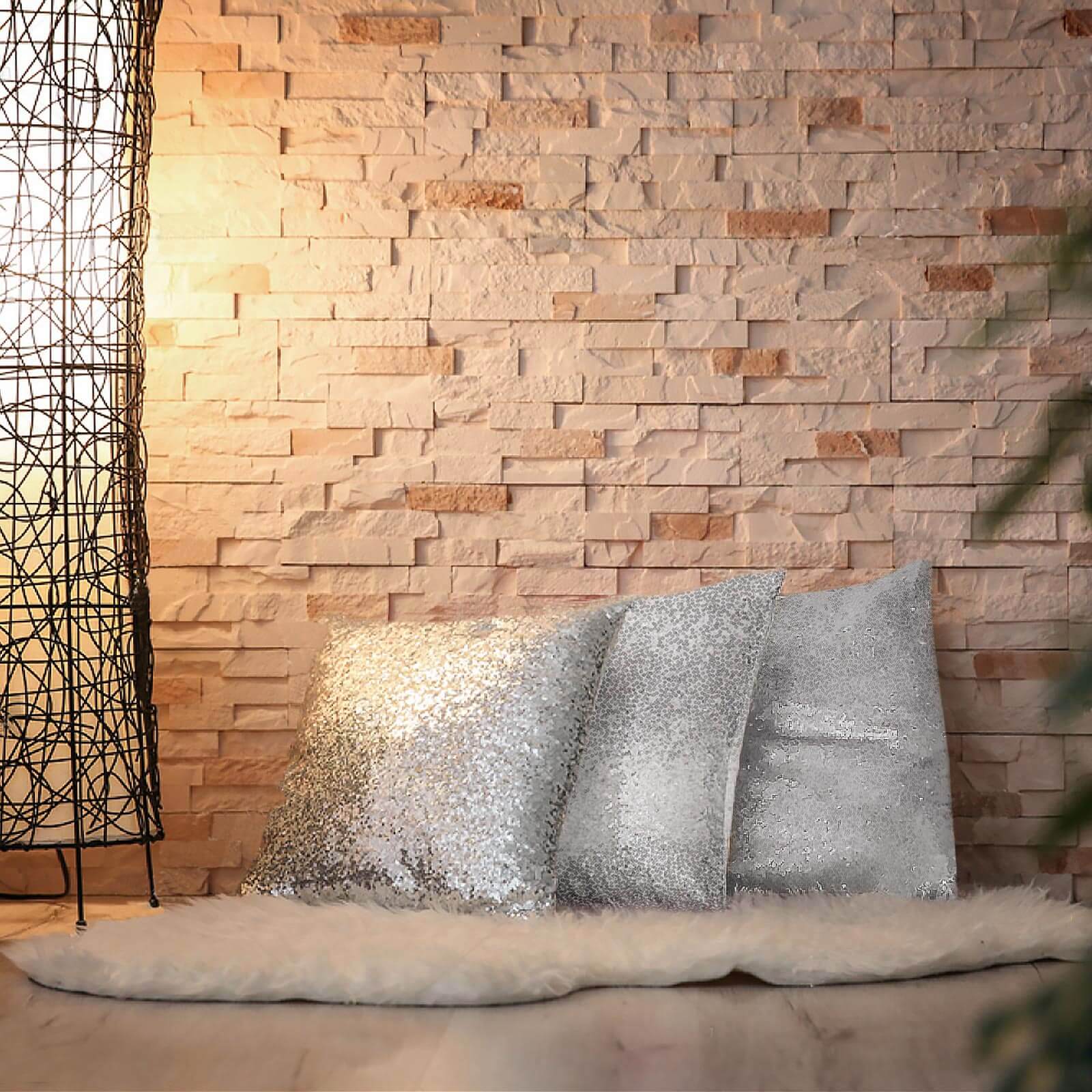 2 Pack 18 Silver Sequin Decorative Square Throw Pillow Cover