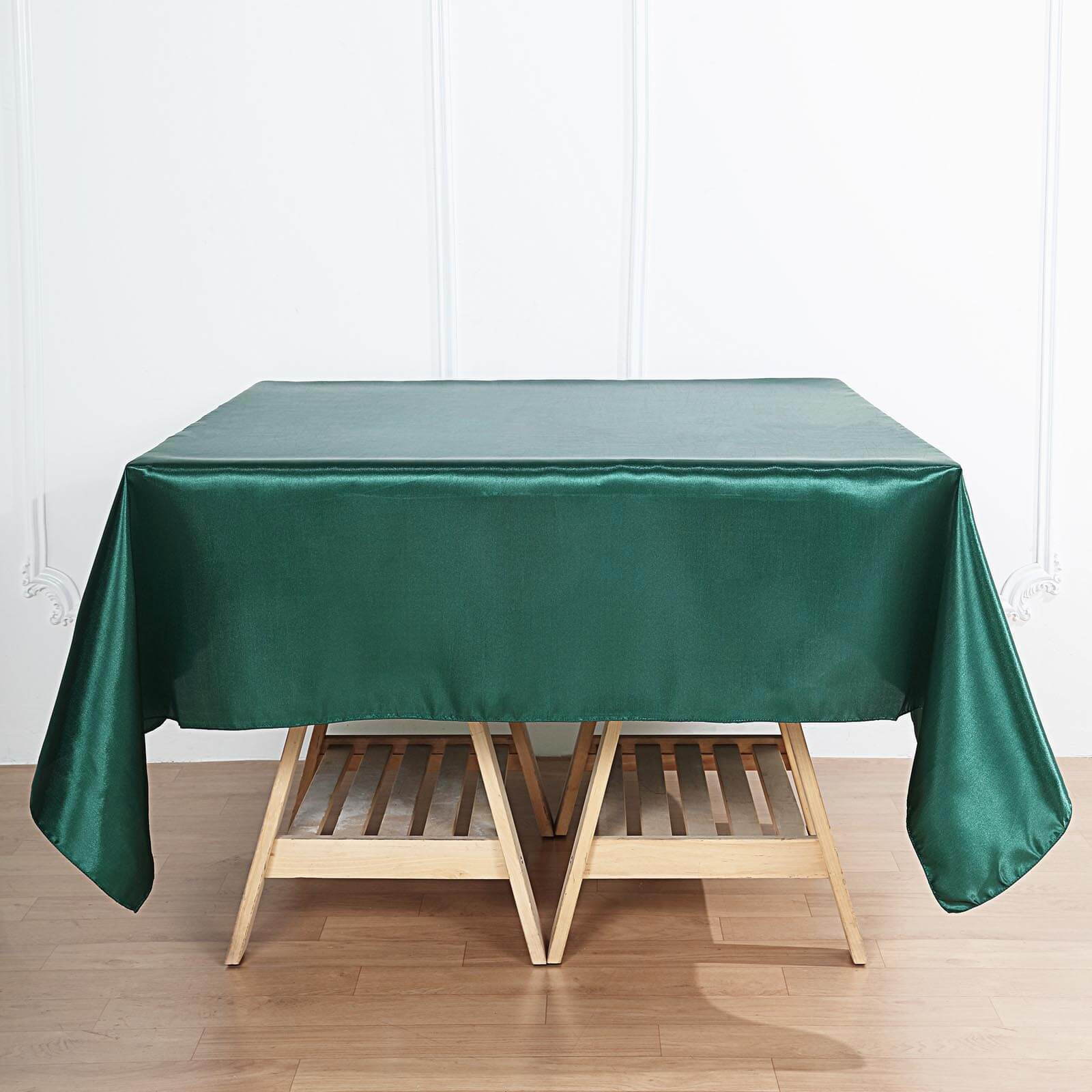 Satin 72x72 Table Overlay Square Tablecloth Hunter Emerald Green - Smooth Finish Table Cover