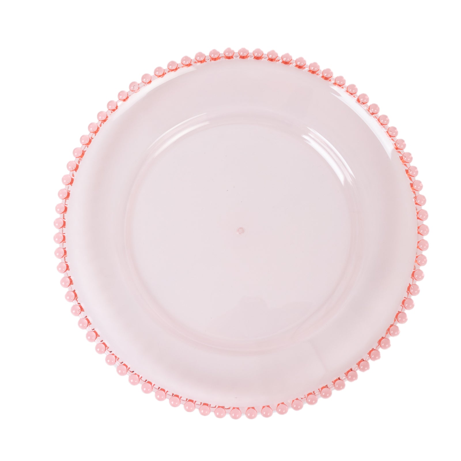 6-Pack Acrylic Round Charger Plates 13 in Transparent Blush with Beaded Rim, Decorative Dinner Party Serving Plates