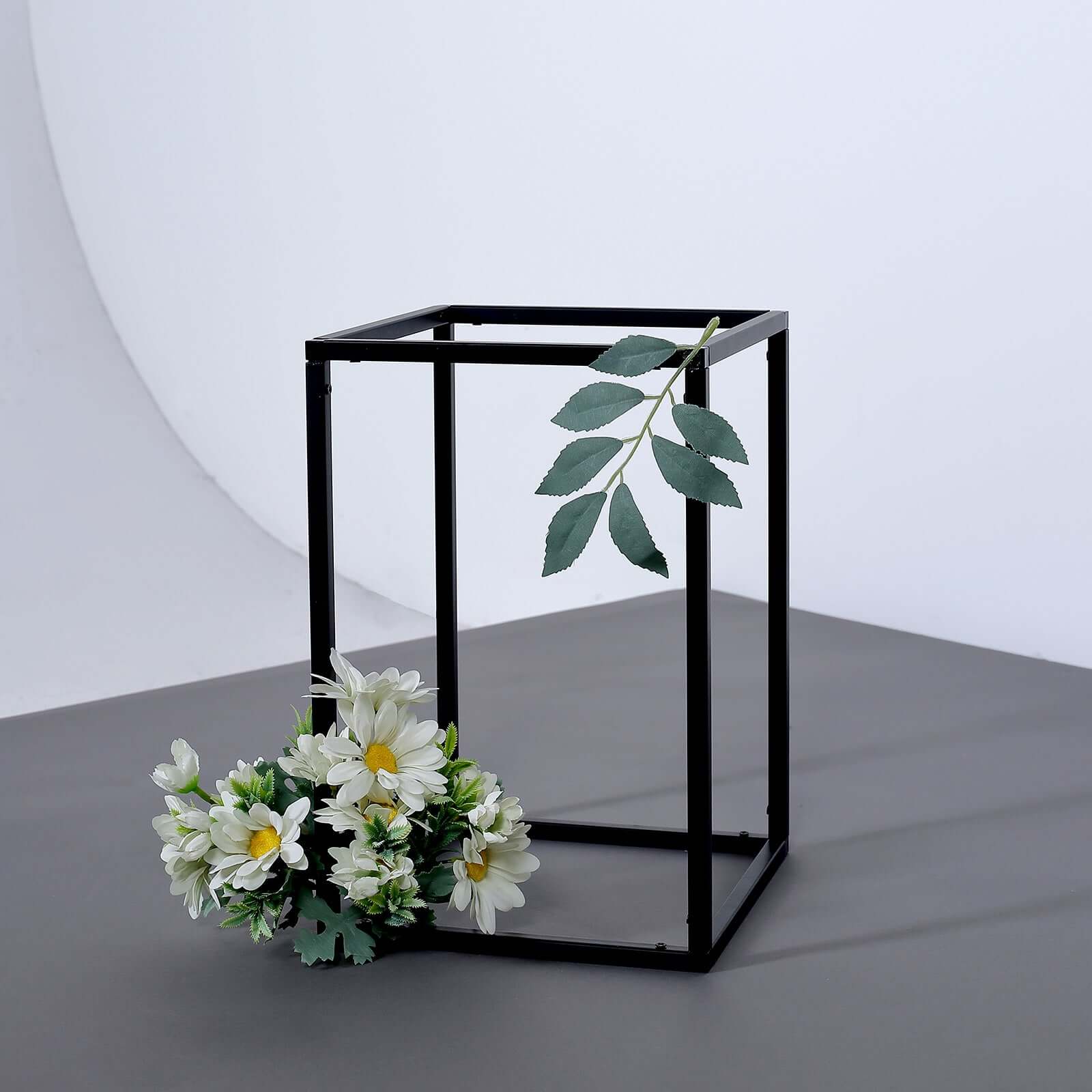 2-Pack Wedding Flower Stand Matte Black Metal Geometric Column Frame Rectangular - Versatile Floral Pedestal for Sophisticated Arrangements 12