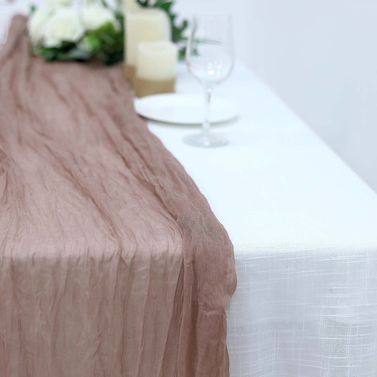 Gauze Cheesecloth 10ft Table Runner Dusty Rose - Rustic Boho Style