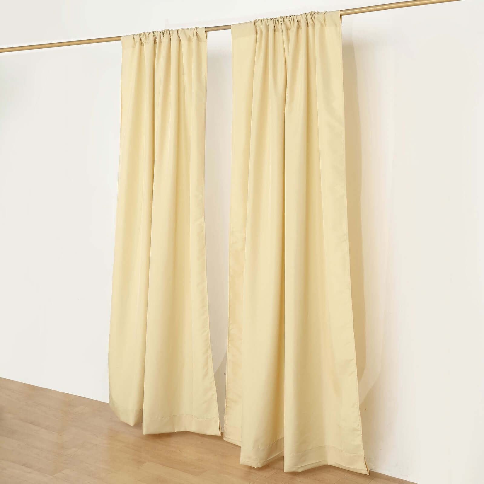 2 Pack Champagne Polyester Event Curtain Drapes, 10ftx8ft Backdrop Event Panels With Rod Pockets 130 GSM