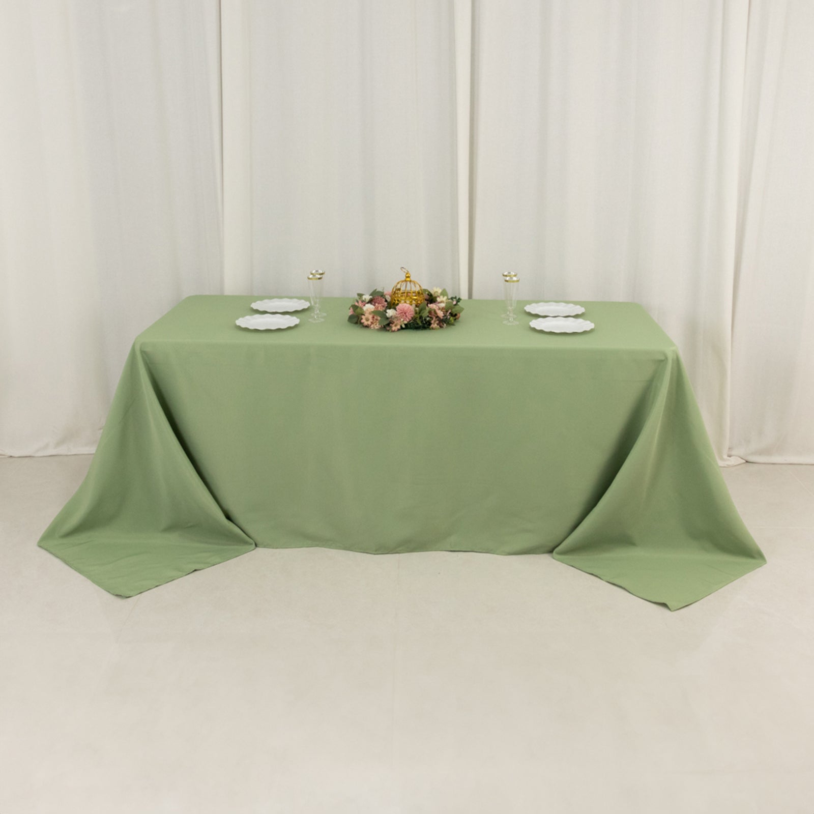 Premium Polyester 90x132 Rectangle Tablecloth Sage Green - Seamless 220GSM Stain-Resistant Table Cover