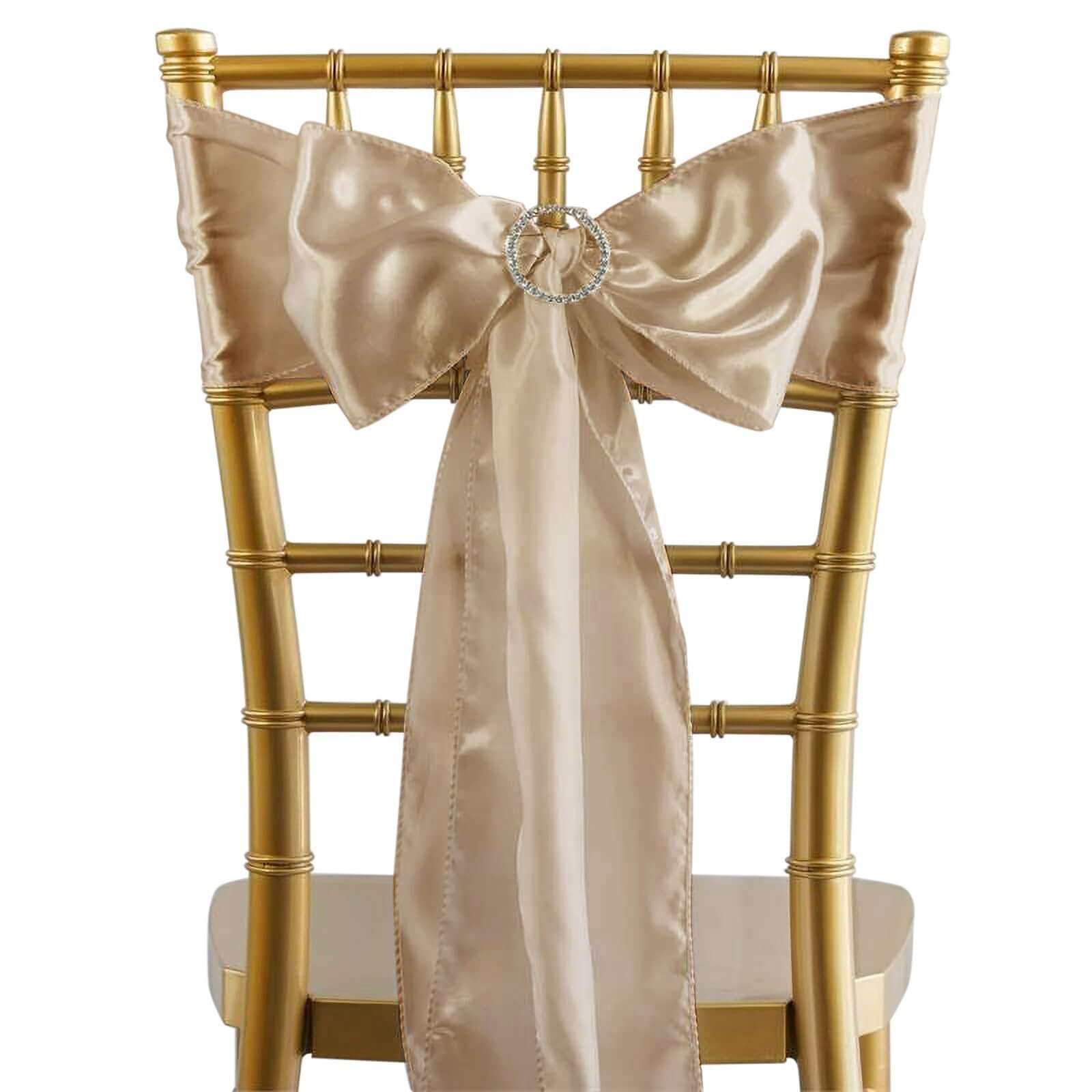 5 Pack Satin Chair Sashes Nude - Durable Chair Bows with Shiny Finish 6x106