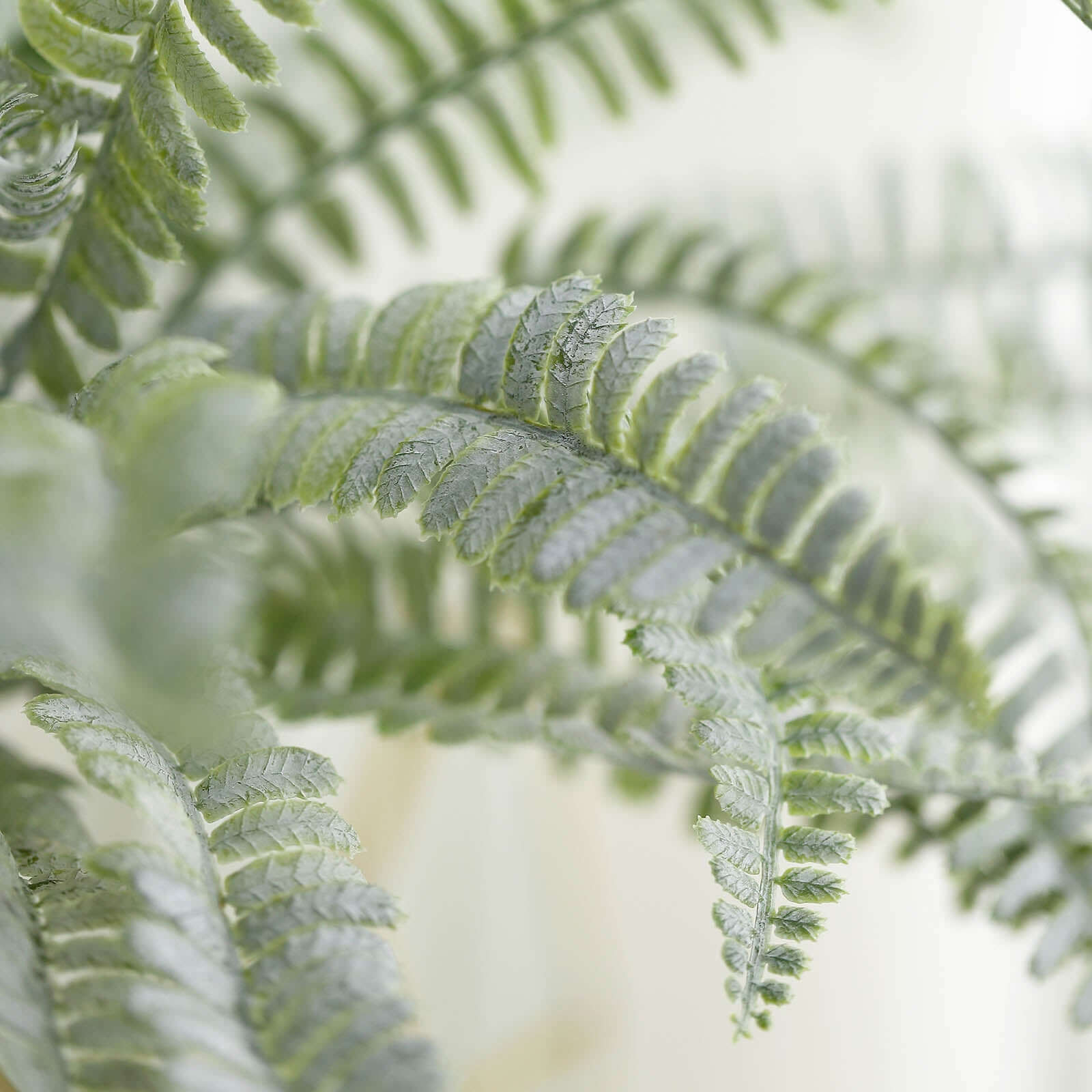 2 Stems Frosted Green Artificial Boston Fern Leaf Plant Indoor Spray