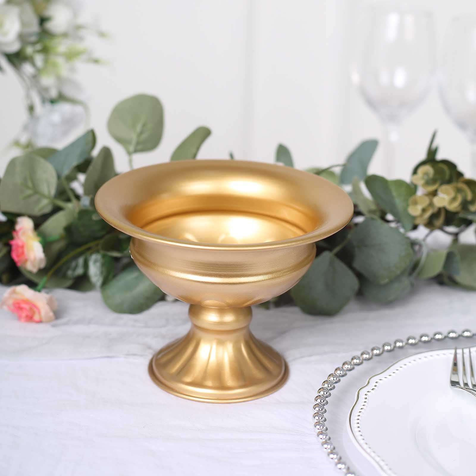 2-Pack Metal Pedestal Flower Vases Wine Goblet Style Gold - Antique Mini Compote Vase for Refined Wedding Centerpieces 4