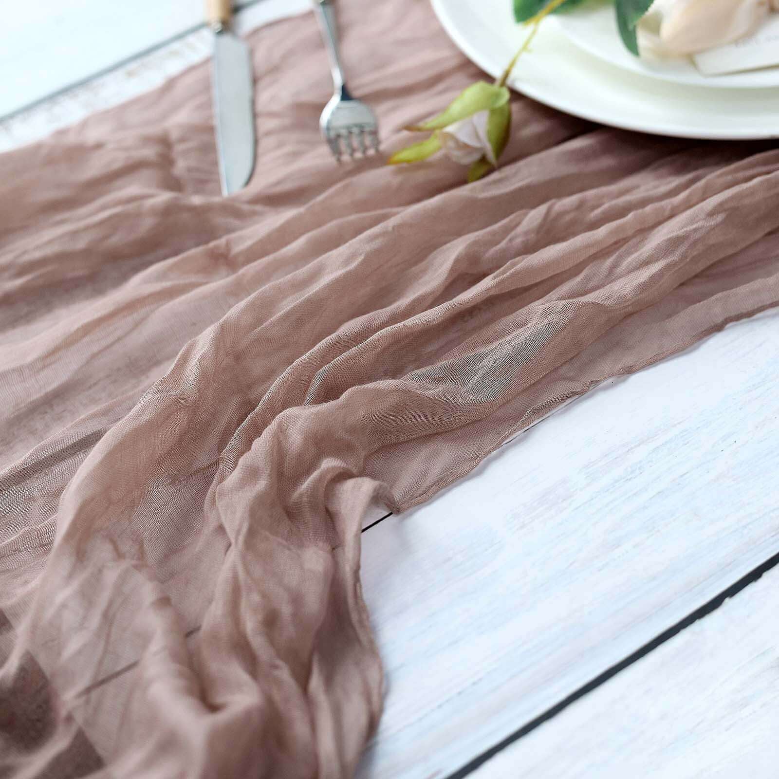 Gauze Cheesecloth 10ft Table Runner Dusty Rose - Rustic Boho Style