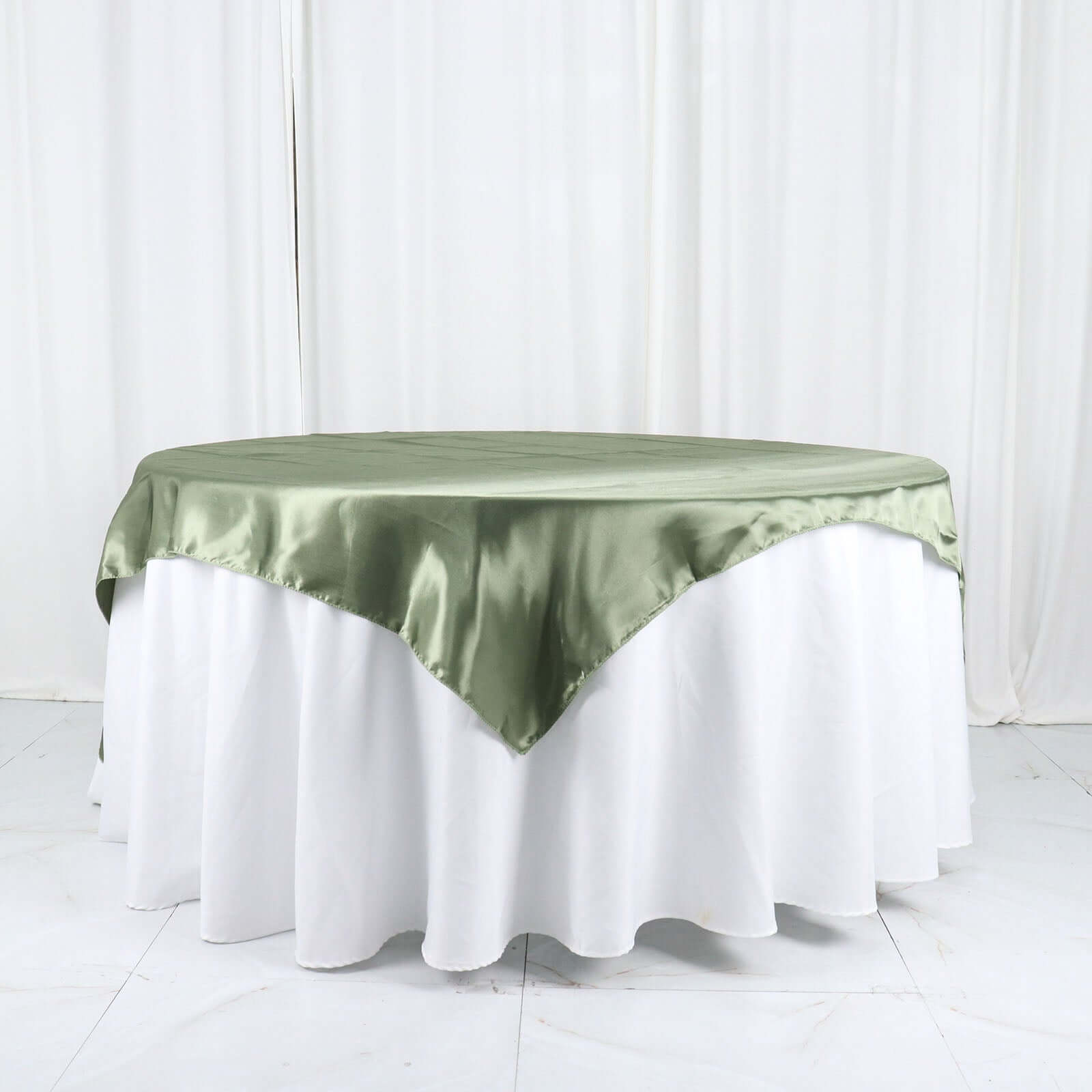 Satin 60x60 Table Overlay Square Tablecloth Dusty Sage Green - Smooth Silky Touch Table Cover