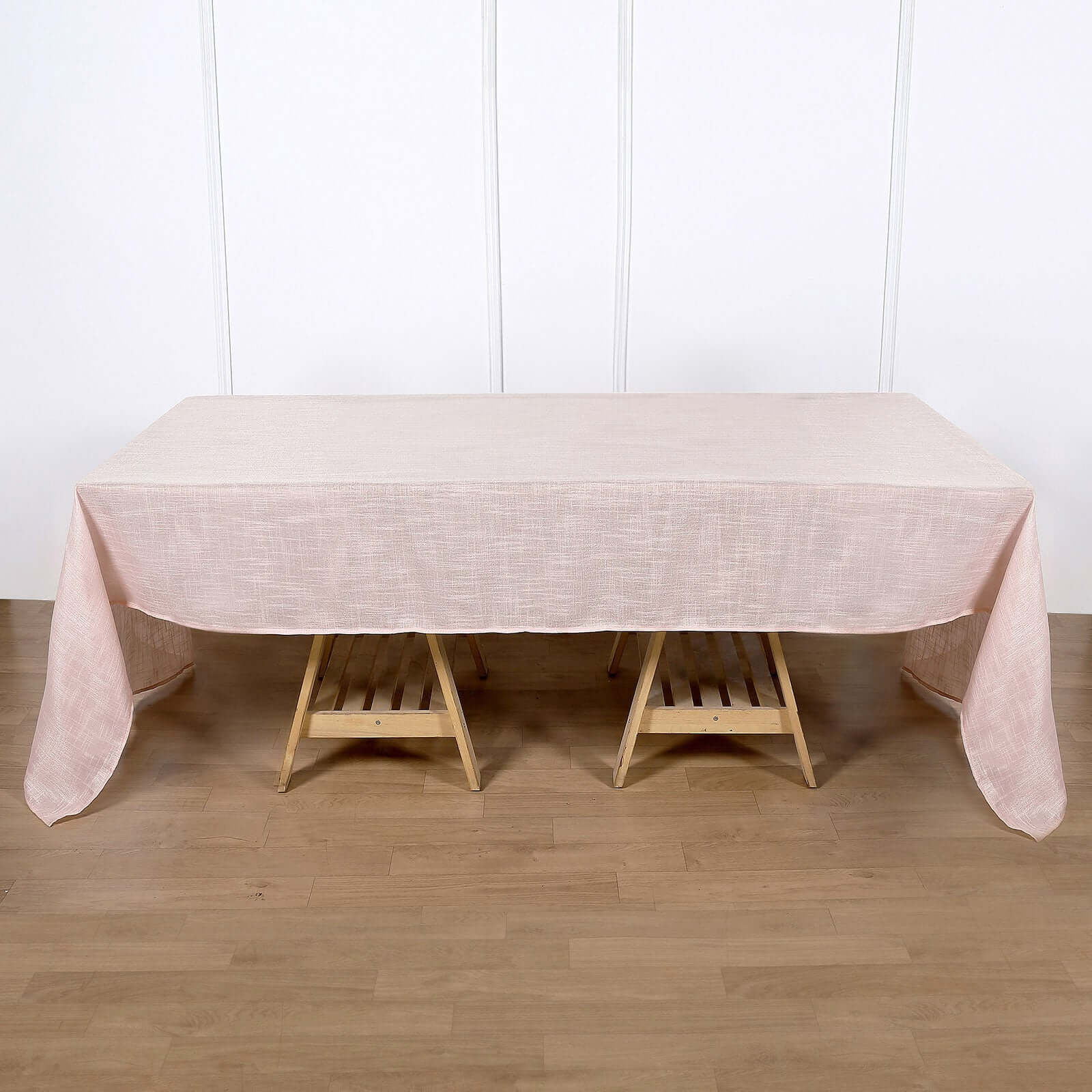 Faux Linen 60x126 Rectangular Tablecloth Blush - Slubby Textured & Wrinkle Resistant for Weddings and Special Events