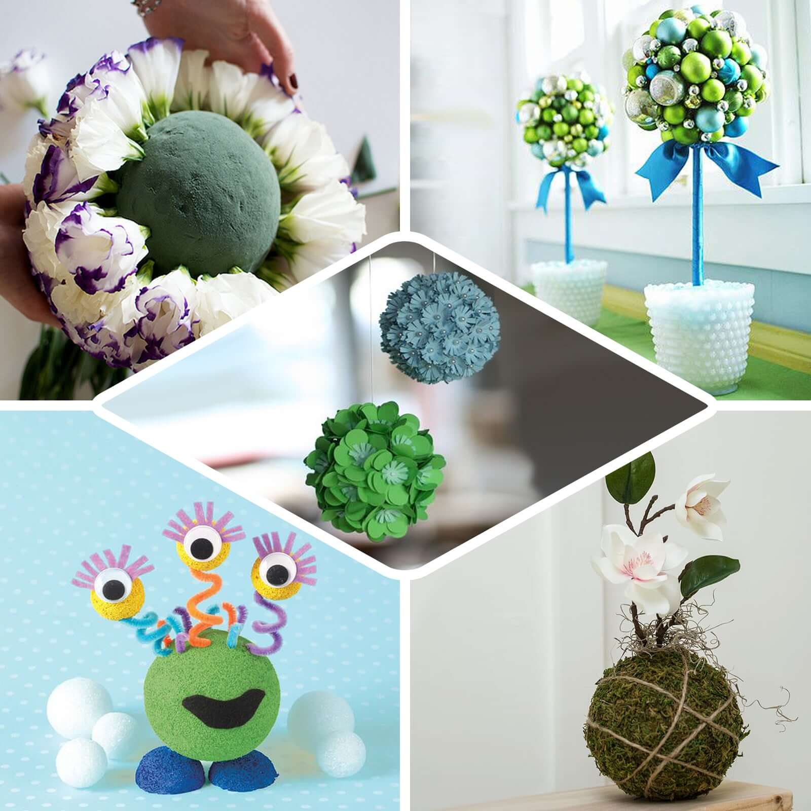 8 Green DIY Flower Arrangements Craft Foam Ball, Smooth Floral Foam Ball