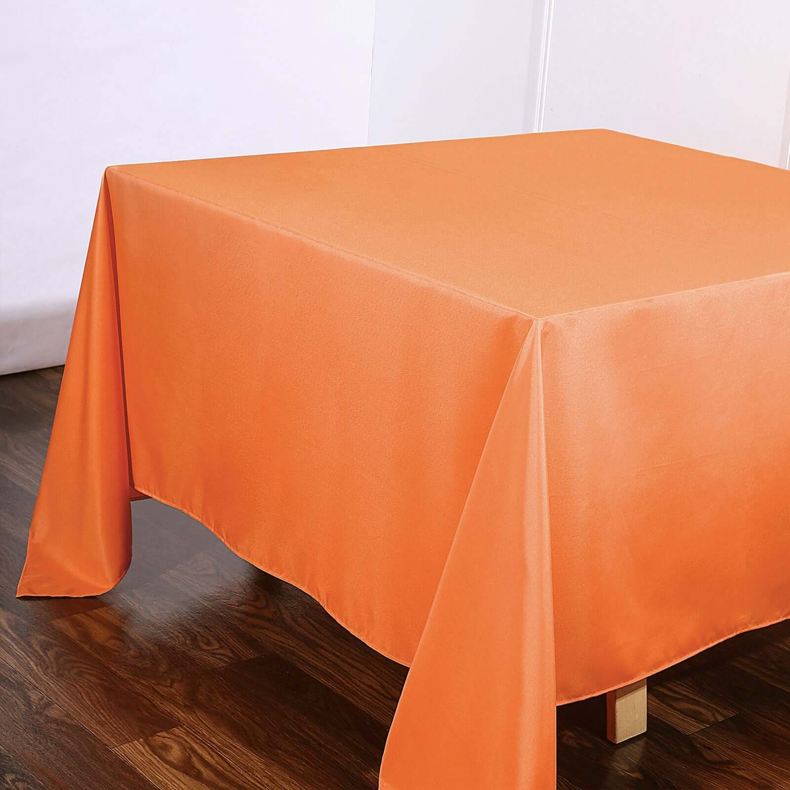 Polyester 90x90 Table Overlay Square Tablecloth Orange - Wrinkle-Resistant & Durable Table Cover