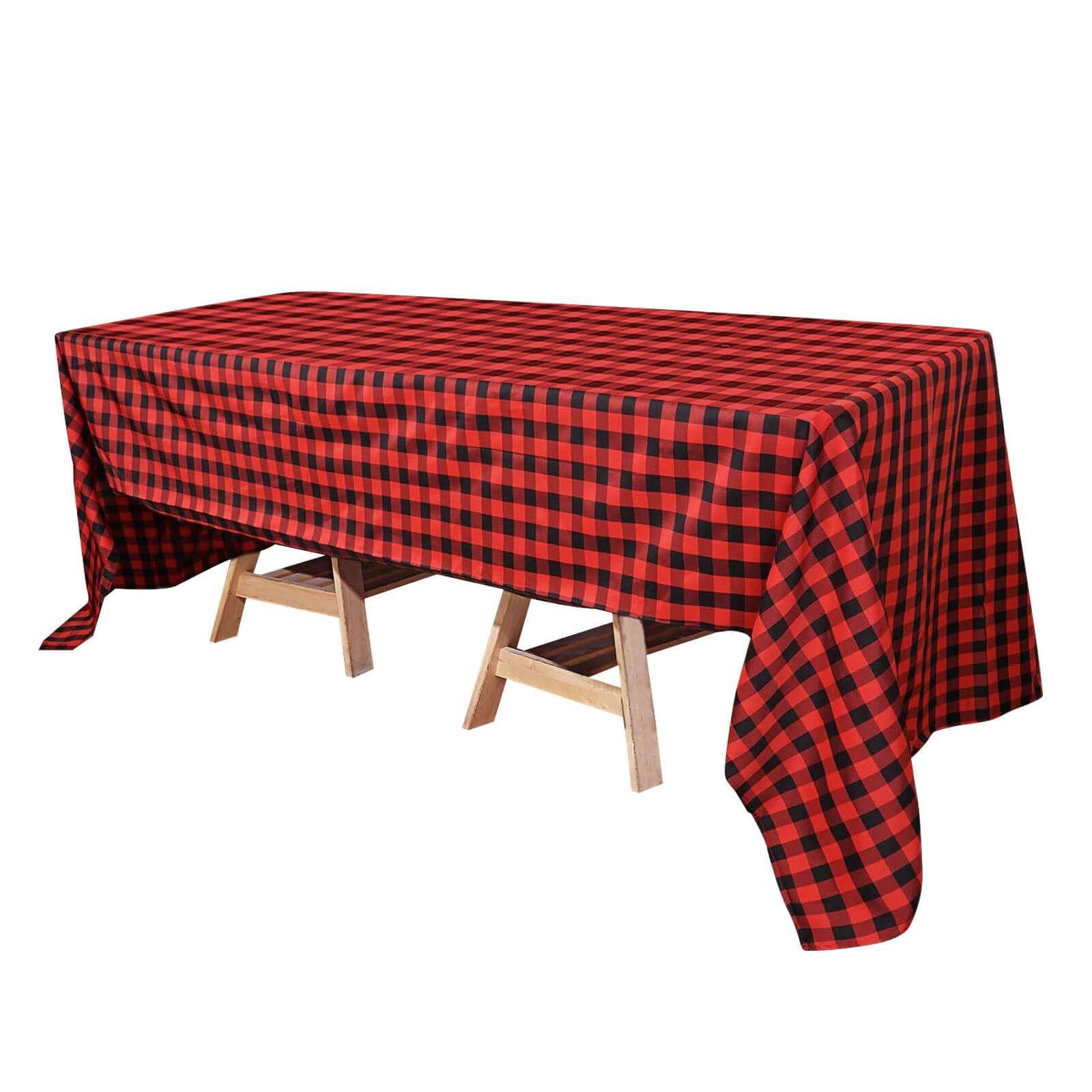 Polyester 60x126 Rectangle Tablecloth Black/Red - Buffalo Plaid Checkered Table Cover