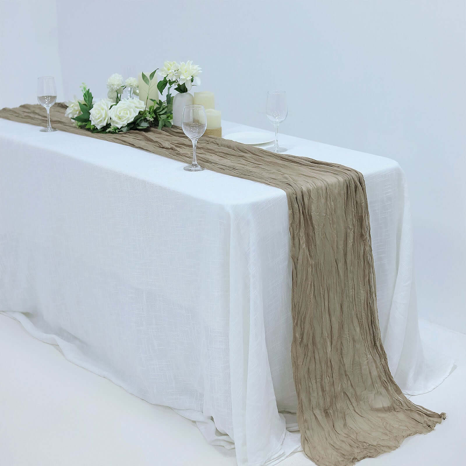 Gauze Cheesecloth 10ft Table Runner Natural - Rustic Boho Style