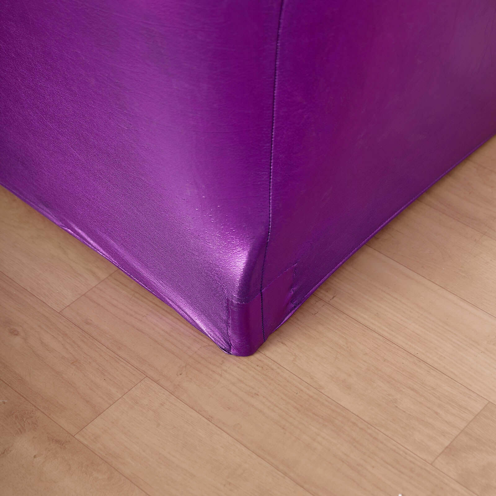 Metallic Purple Stretch Spandex Rectangle Tablecloth 6ft Wrinkle Free Fitted Table Cover for 72x30 Tables