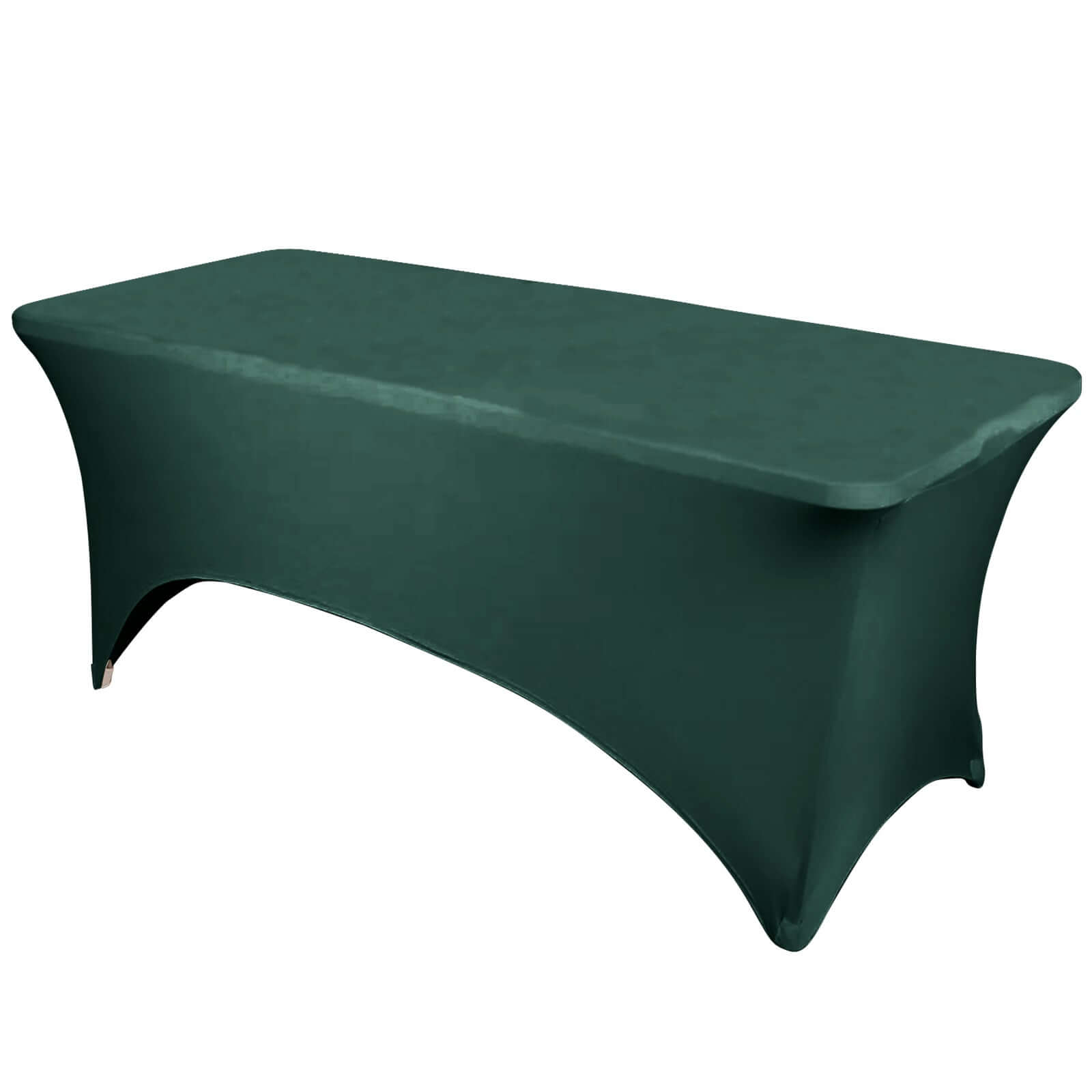 Stretch Spandex 6ft Rectangle Tablecloth Hunter Emerald Green - Durable Form-Fitting Table Cover