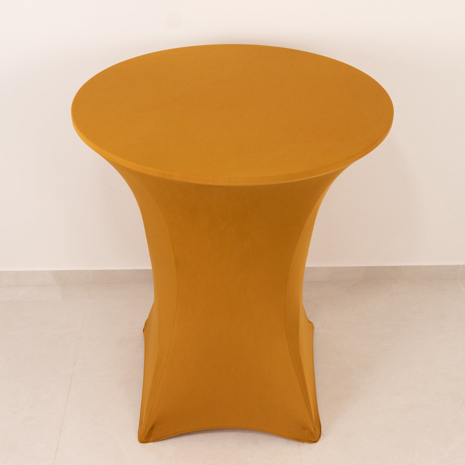 Spandex 33-36 Round Cocktail Table Cover Gold - Easy to Maintain Stretch Fitted Highboy Tablecloth for Events