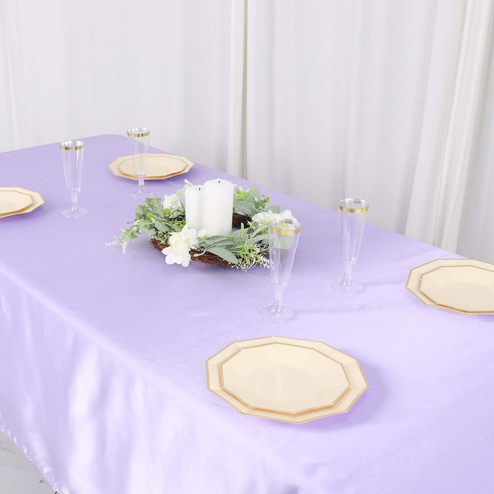 Satin Rectangular 60x102 Tablecloth Lavender Lilac - Smooth and Lustrous Table Cover