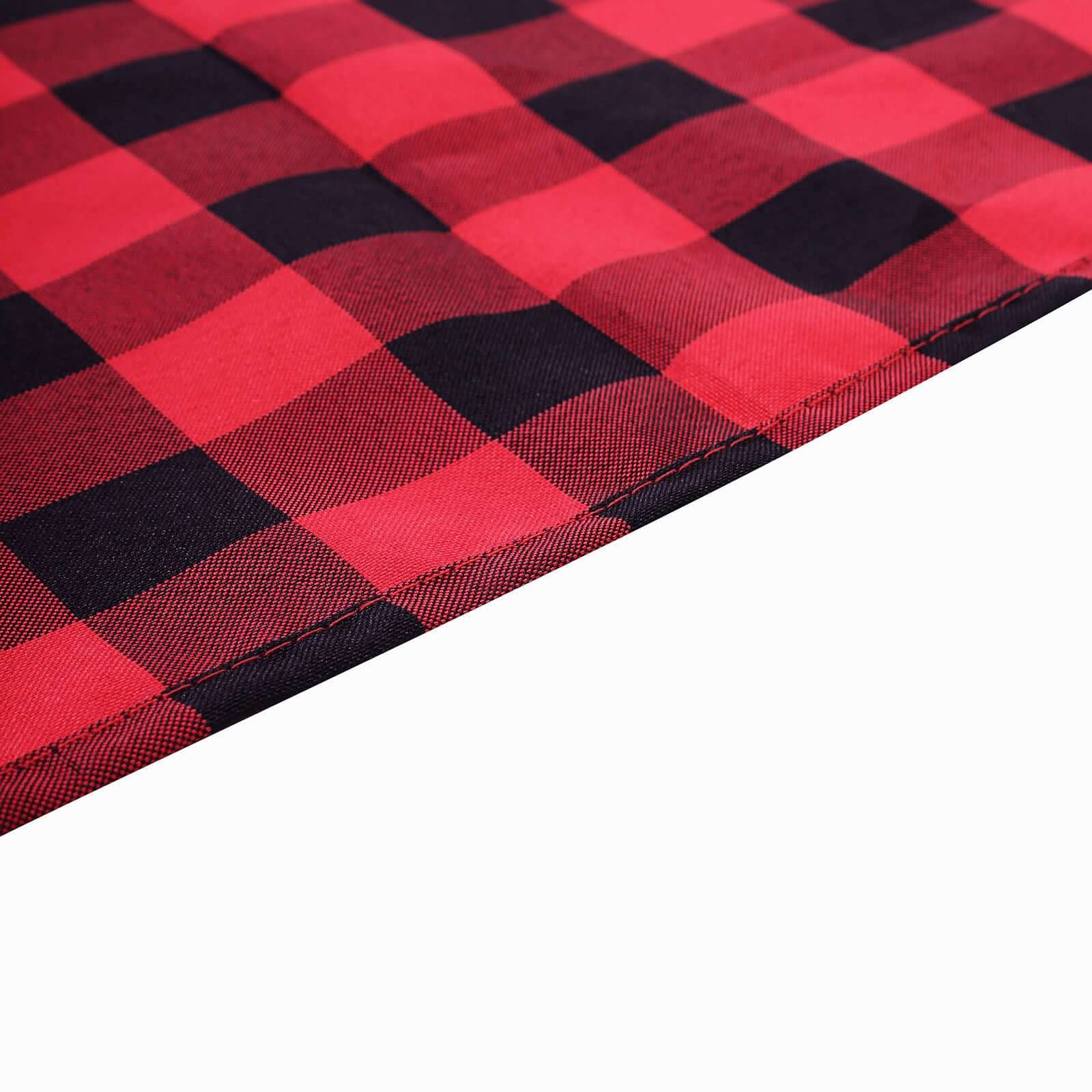 5 Pack Polyester 15x15 Napkins Black/Red Buffalo Plaid Gingham Style Cloth Napkins