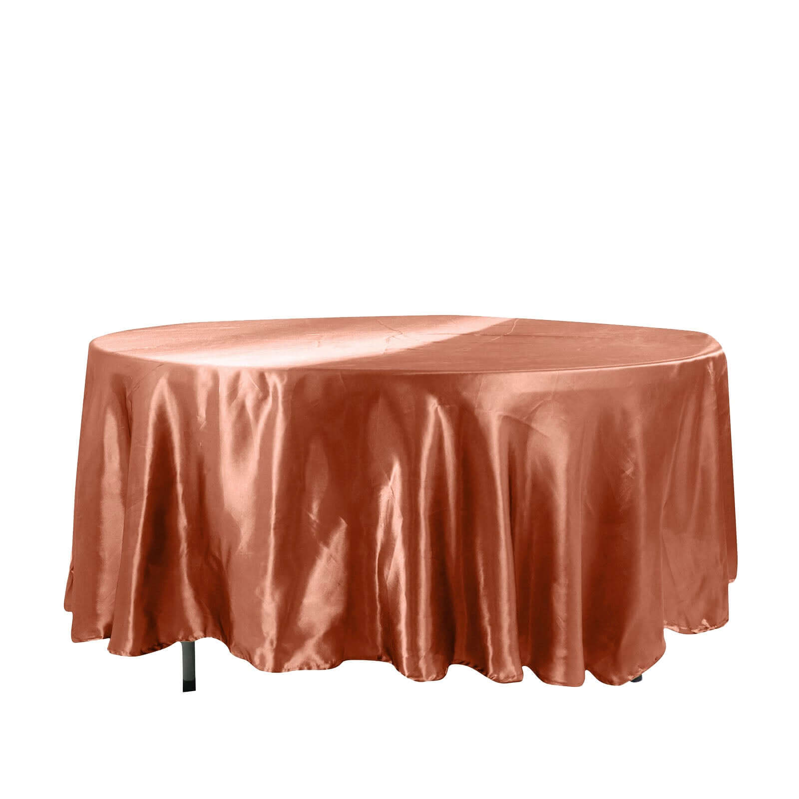 Satin 108 Round Tablecloth Terracotta (Rust) - Smooth and Lustrous Table Cover