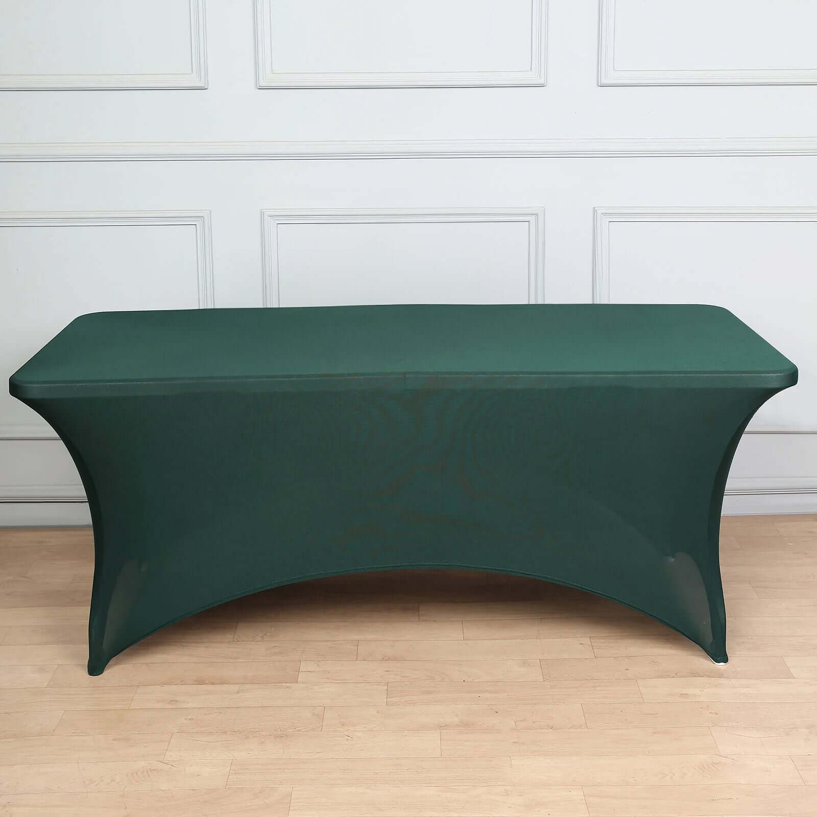 Stretch Spandex 6ft Rectangle Tablecloth Hunter Emerald Green - Durable Form-Fitting Table Cover