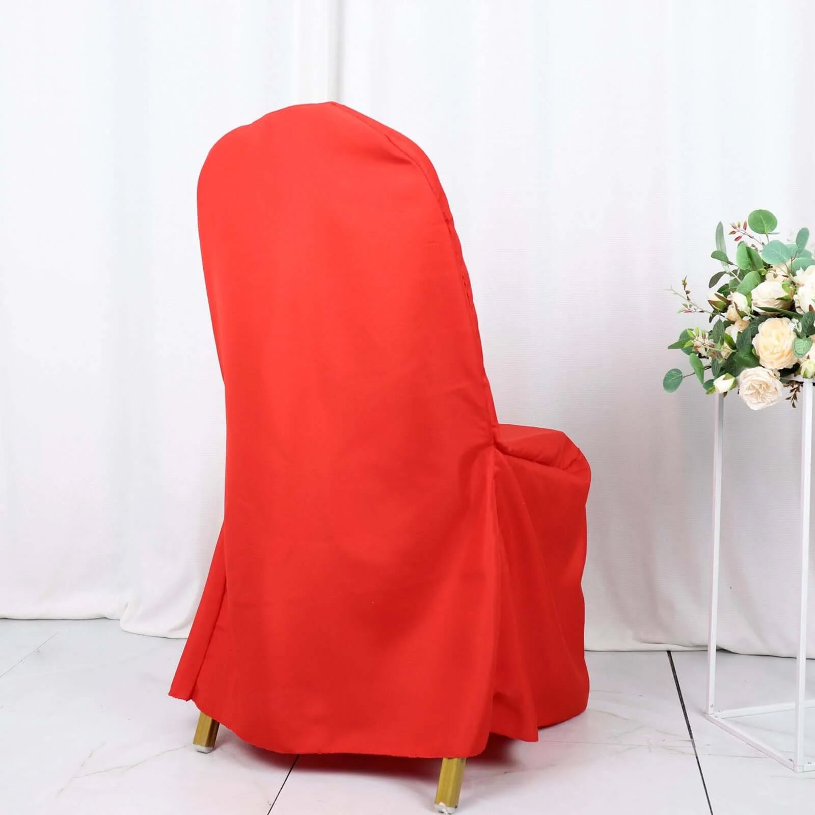 10 Pack Polyester Chair Cover for Banquet Chairs Red - Stain-Resistant Reusable Slip-On Slipcover