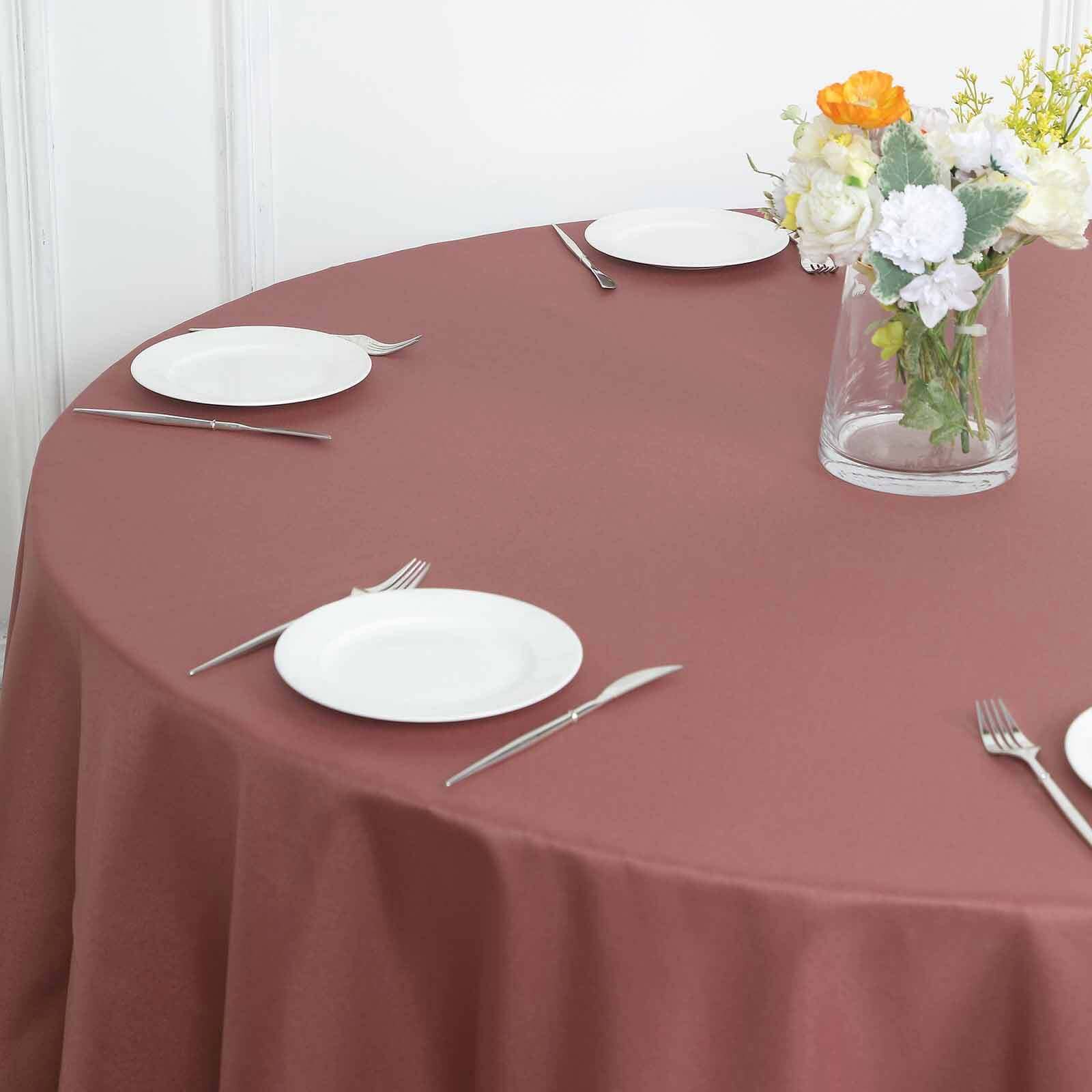 Polyester 108 Round Tablecloth Cinnamon Rose - Wrinkle-Resistant Table Cover