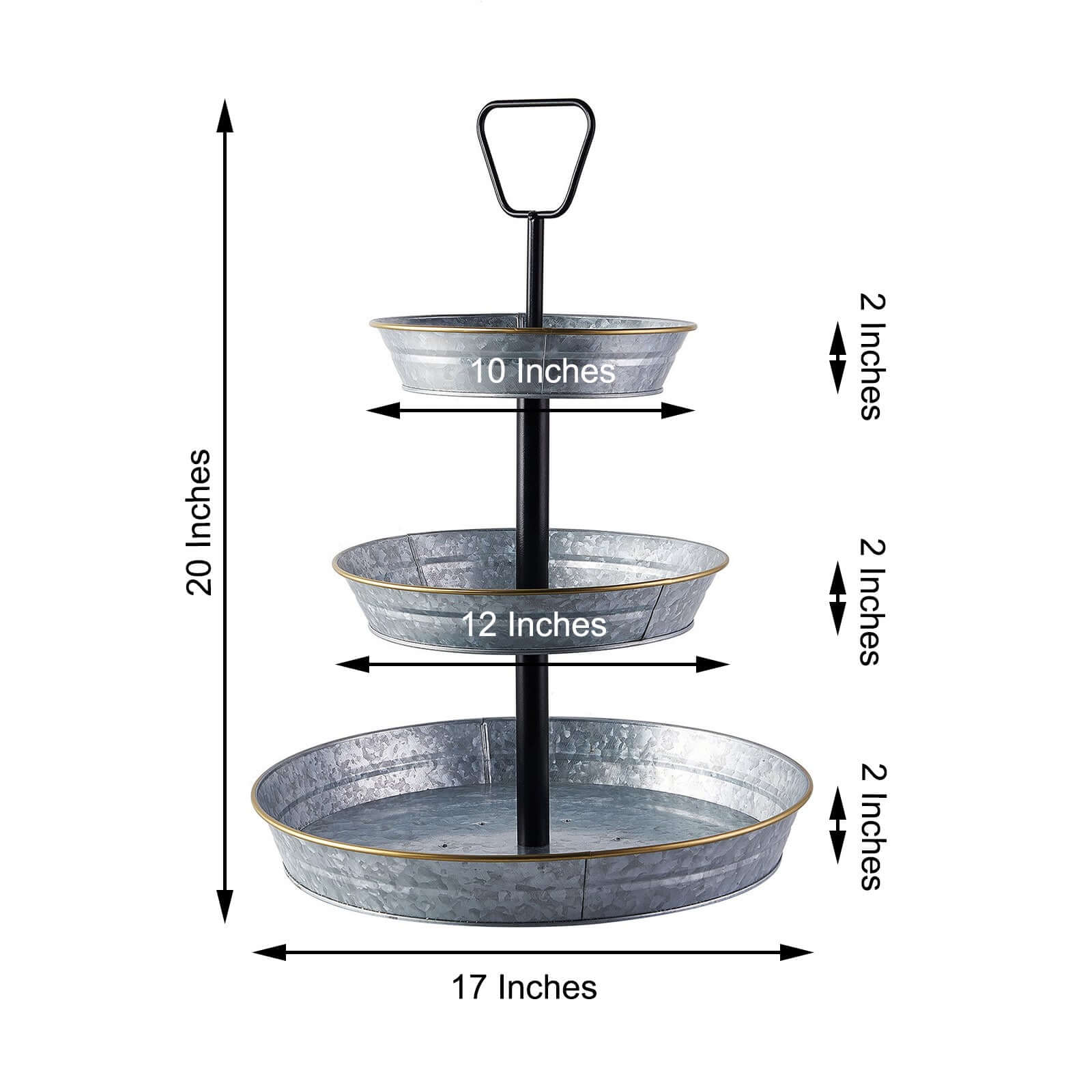 3-Tier Galvanized Metal Cupcake Stand 20 Silver - Sturdy Dessert Serving Tray Platter for Rustic Themed Weddings Backyard Parties & Holiday Spreads