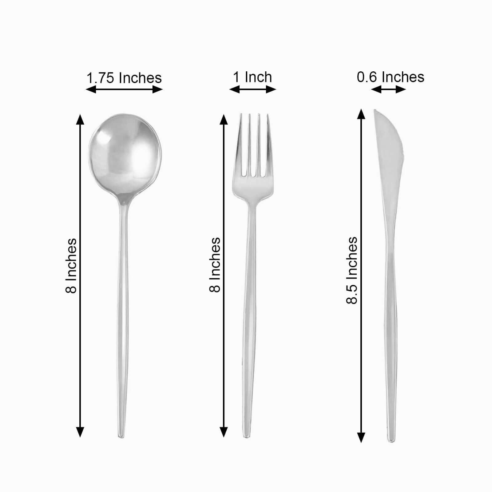 24-Pack Plastic Flatware Set with Sleek Modern Design Silver - Premium Disposable Silverware 8