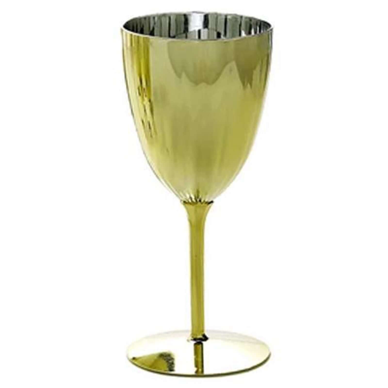 6-Pack Plastic Wine Glasses in Metallic Gold - Classy Disposable Goblets for Parties, Receptions & Banquets 8oz