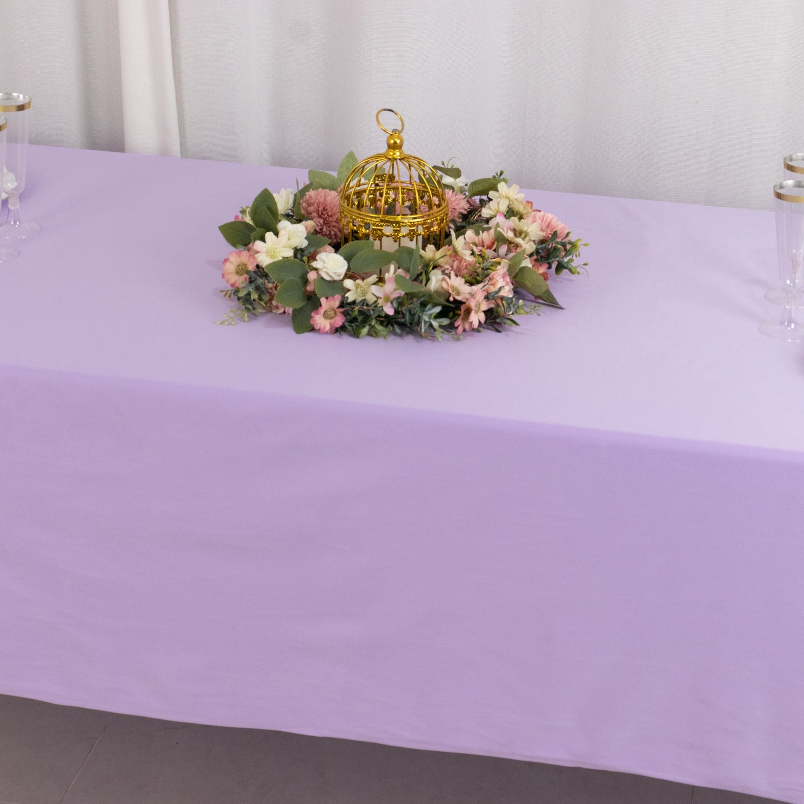 Premium Scuba Rectangular 60x102 Tablecloth Lavender Lilac - Wrinkle Free & Stain Resistant Table Cover