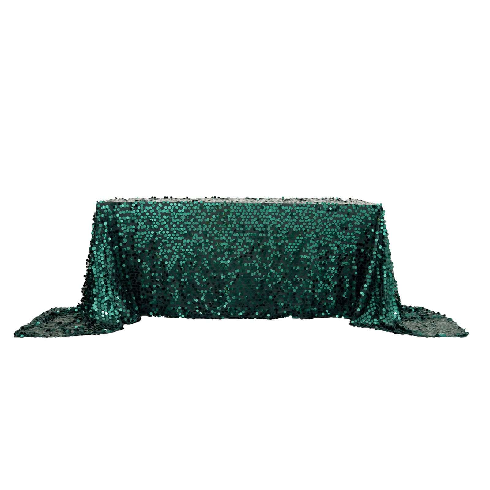 Sequin 90x156 Rectangle Tablecloth Hunter Emerald Green - Seamless Big Payette Table Cover
