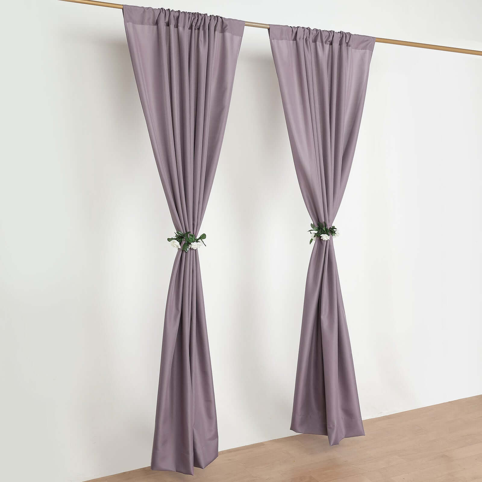 2 Pack Violet Amethyst Polyester Event Curtain Drapes, 10ftx8ft Backdrop Event Panels With Rod Pockets 130 GSM