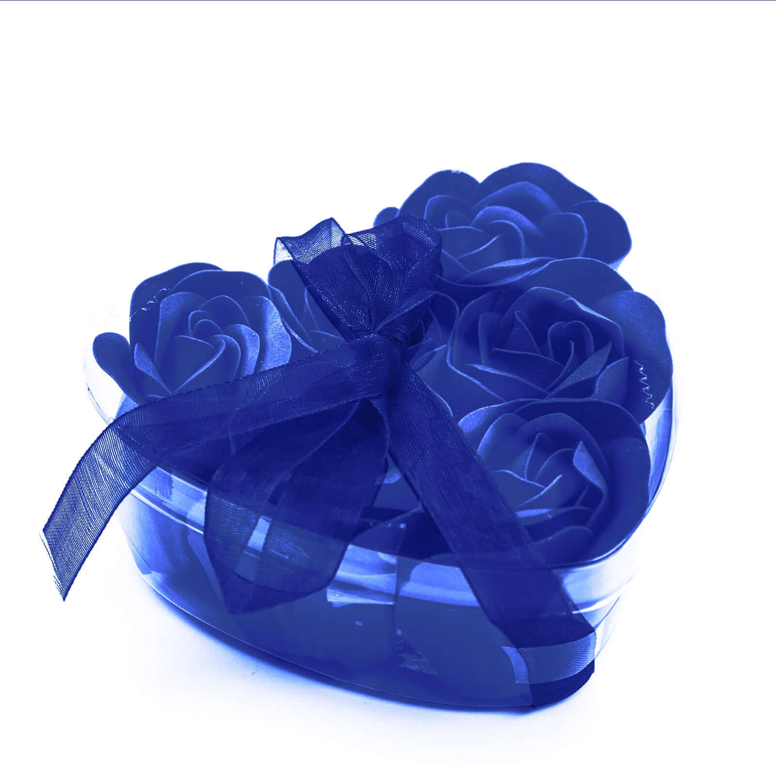 4 Pack 24 Pcs Royal Blue Scented Rose Soap Heart Shaped Party Favors With Gift Boxes And Ribbon