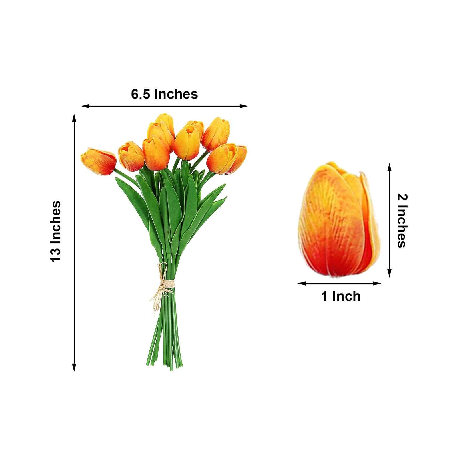 10 Stems 13 Orange Real Touch Artificial Foam Tulip Flower Bouquets