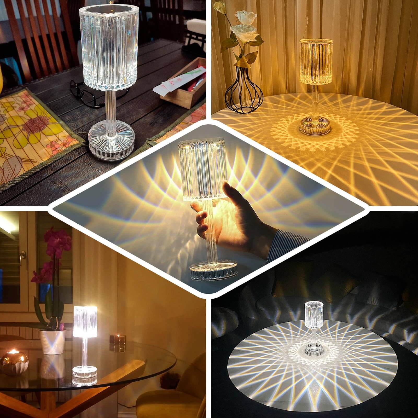 LED Acrylic Table Lamp Cylinder Design Color Changing - Rechargeable Cordless RGB Touch Control Light 10