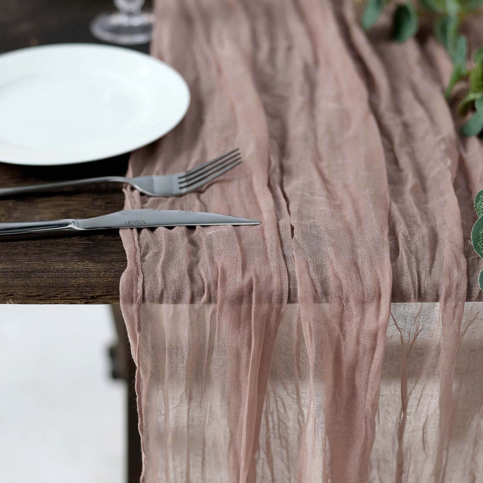 Gauze Cheesecloth 10ft Table Runner Dusty Rose - Rustic Boho Style