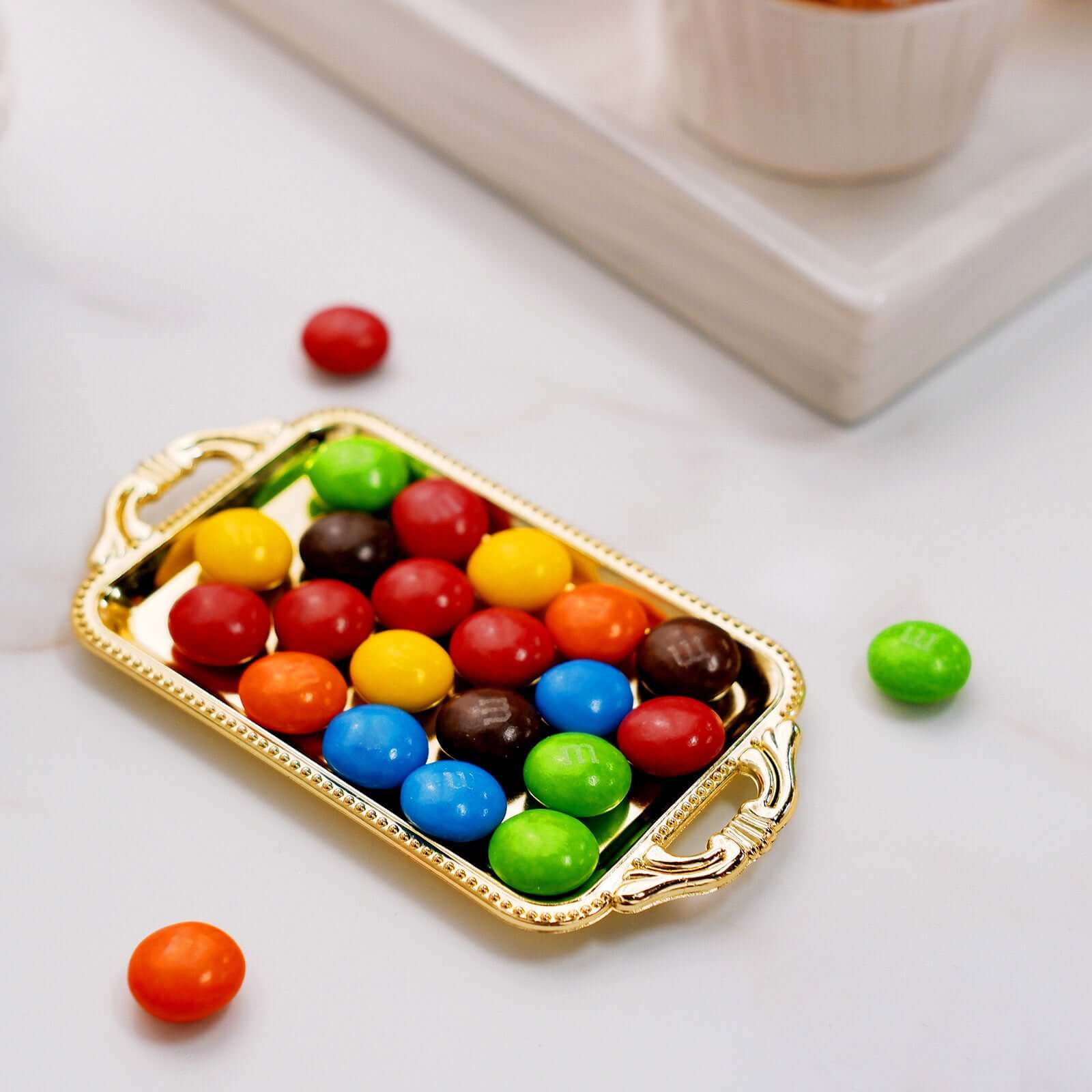 12-Pack Display Trays Party Favor Rectangular Design Gold - Mini Serving Platters for Candy and Desserts 4