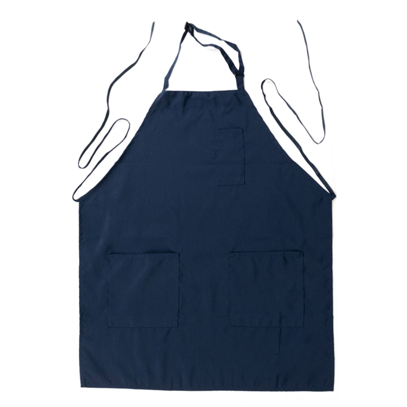 Navy Blue Premium Polyester Cooking Chef Apron with Adjustable Neck and Long Ties, Waterdrop Resistant 2 Pockets Unisex Kitchen Bib Apron