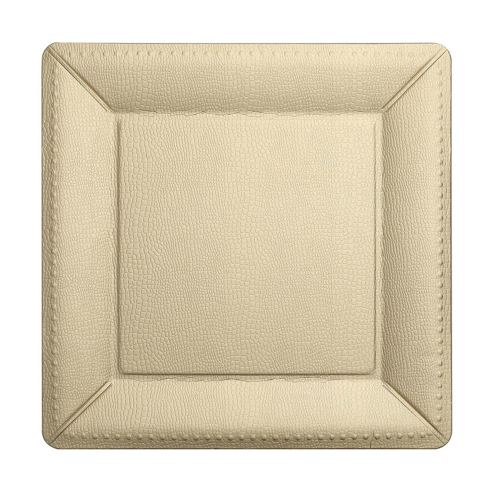 10-Pack Disposable Square Charger Plates in Champagne with Leather Like Texture - 1100GSM Durable Paper Chargers 13