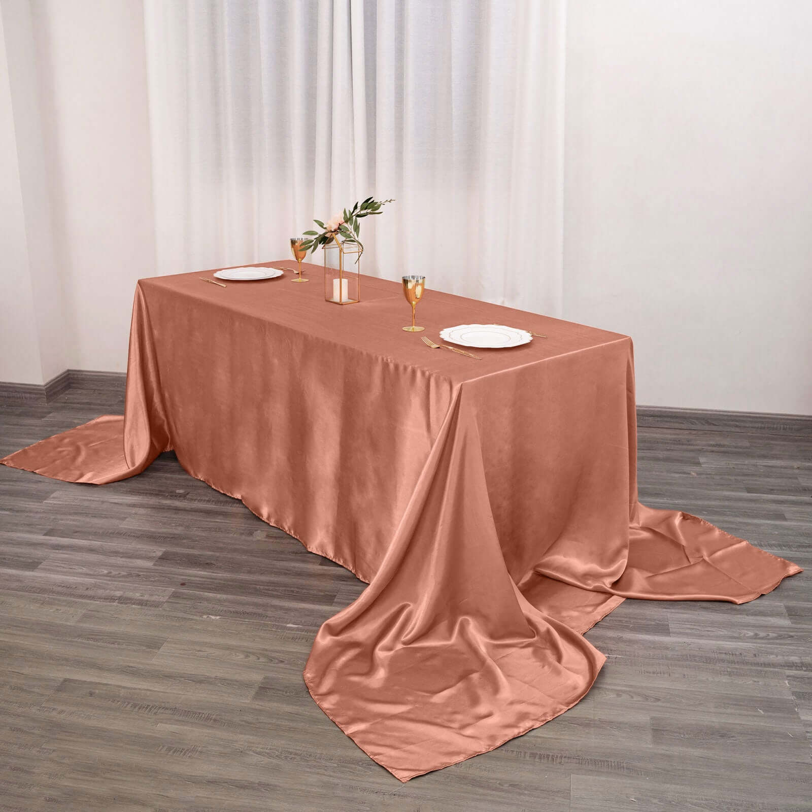 Satin Rectangular 90x156 Tablecloth Terracotta (Rust) - Seamless Table Cover